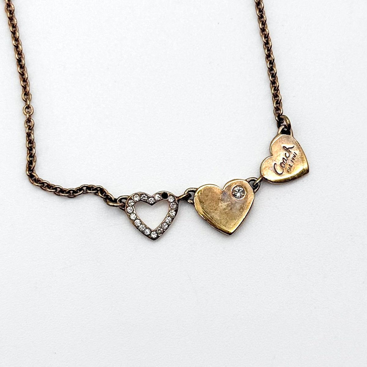 Coach Triple Heart Necklace Gold