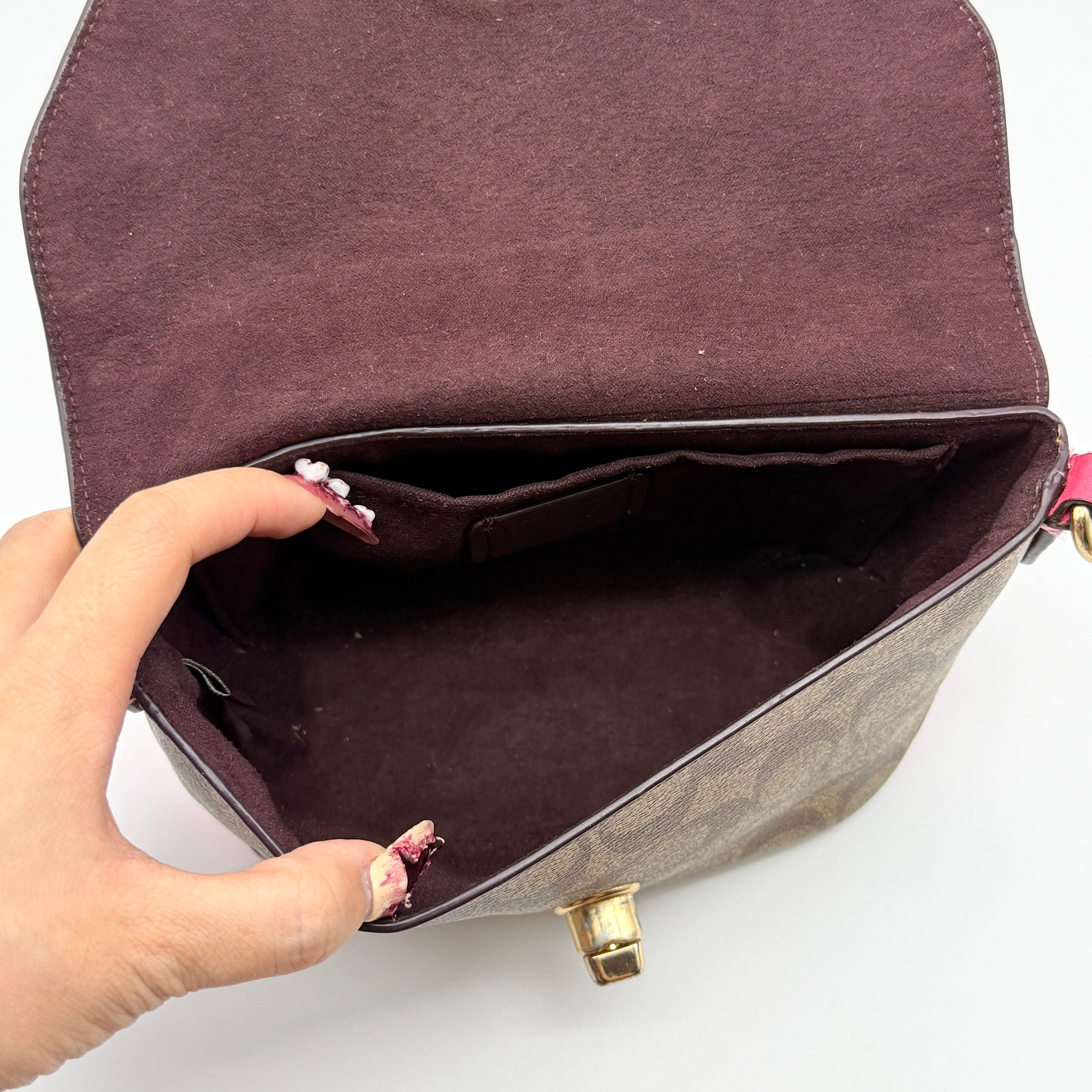 Coach Signature Karlee Crossbody Bag Pink/Beige