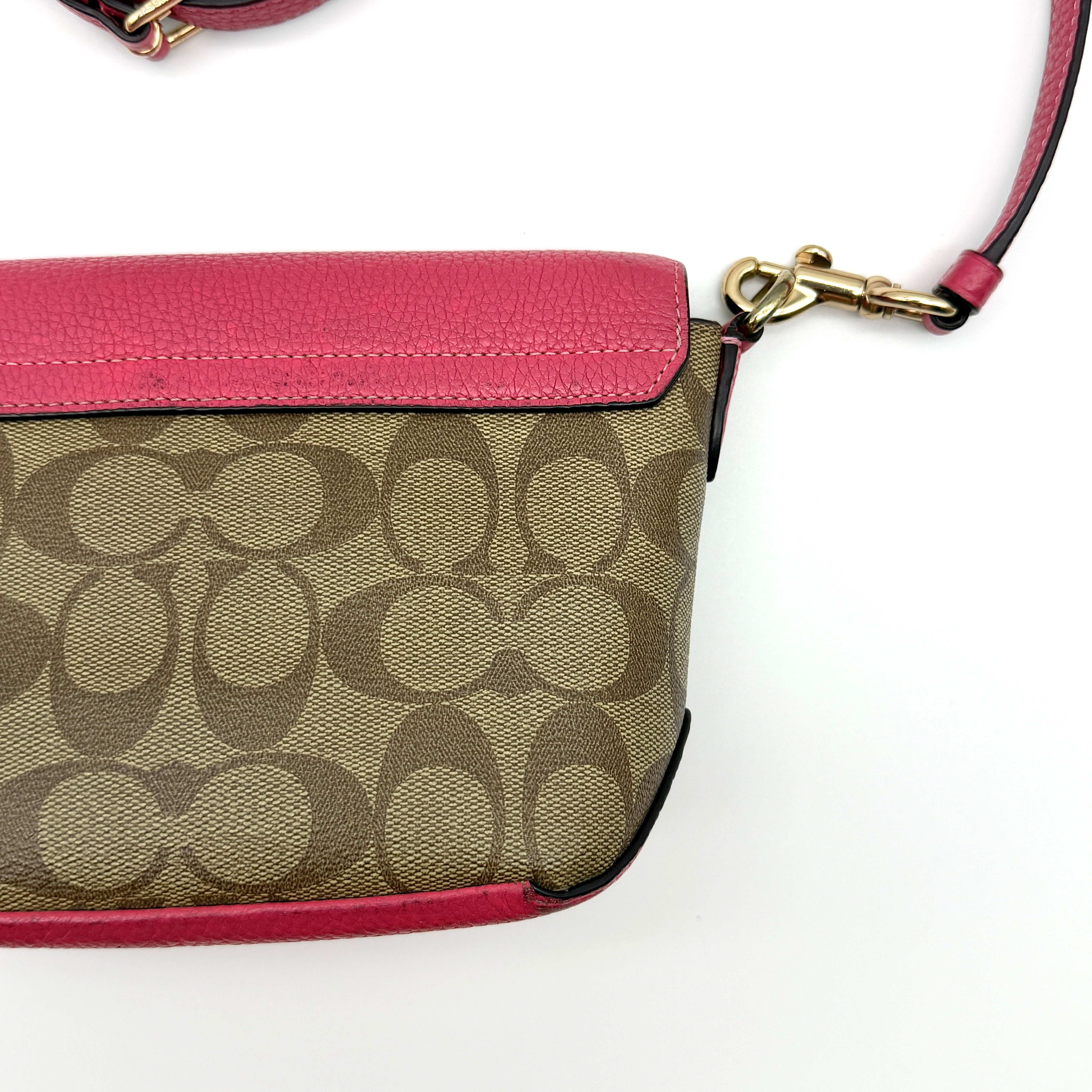 Coach Signature Karlee Crossbody Bag Pink/Beige