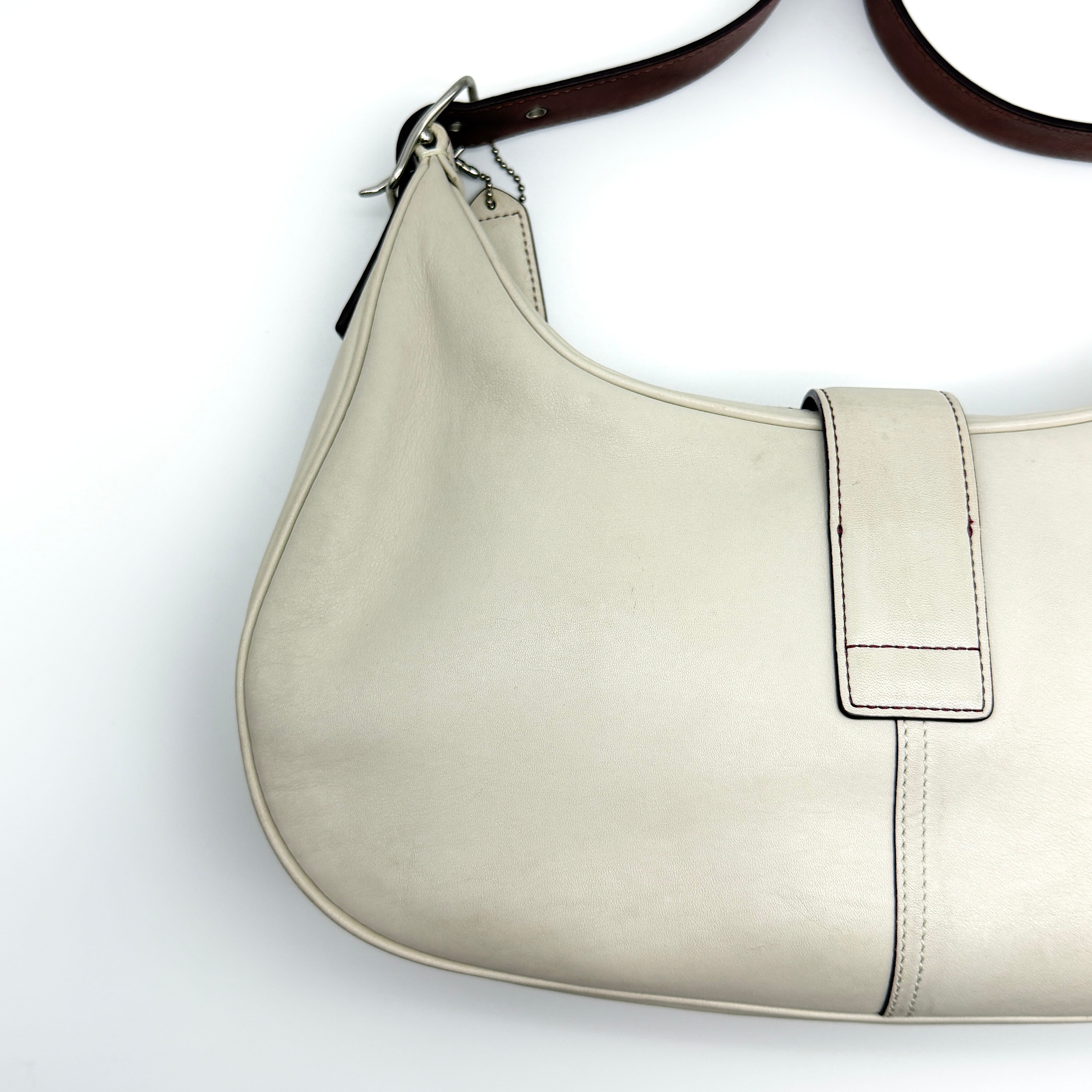 Coach Y2K Signature Hampton Buckle Hobo Shoulder Bag White