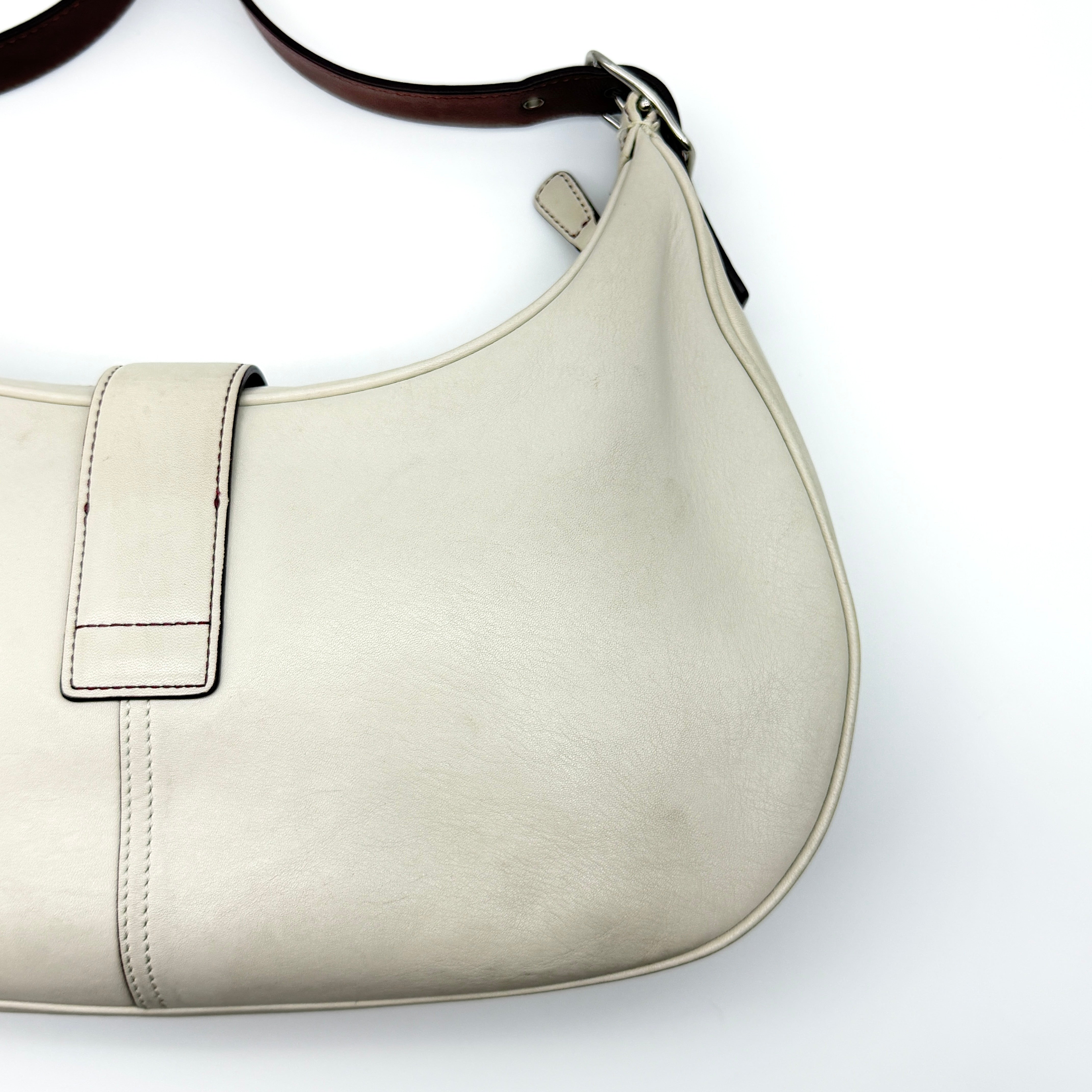 Coach Y2K Signature Hampton Buckle Hobo Shoulder Bag White