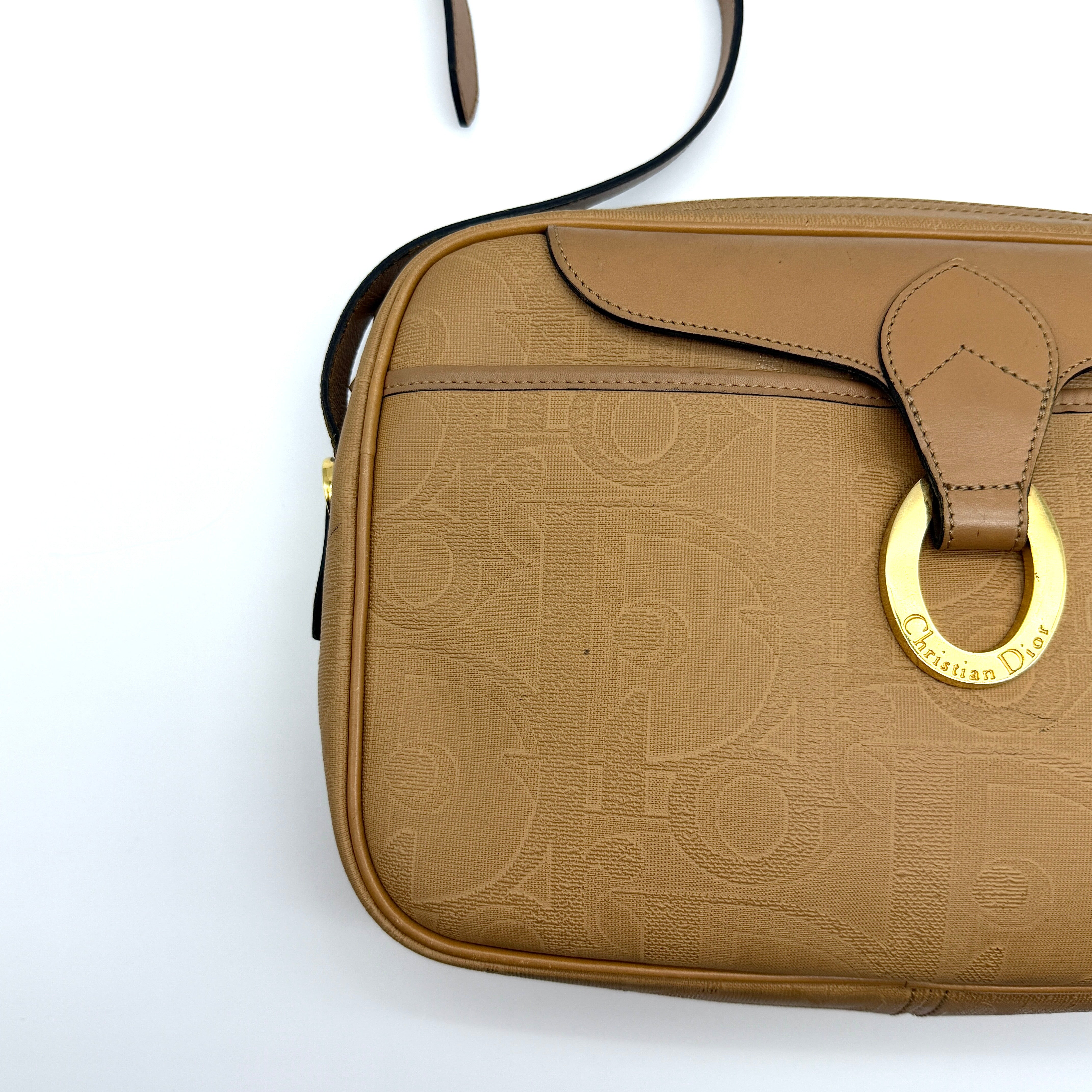 Christian Dior CD Monogram Trotter Crossbody Bag Beige