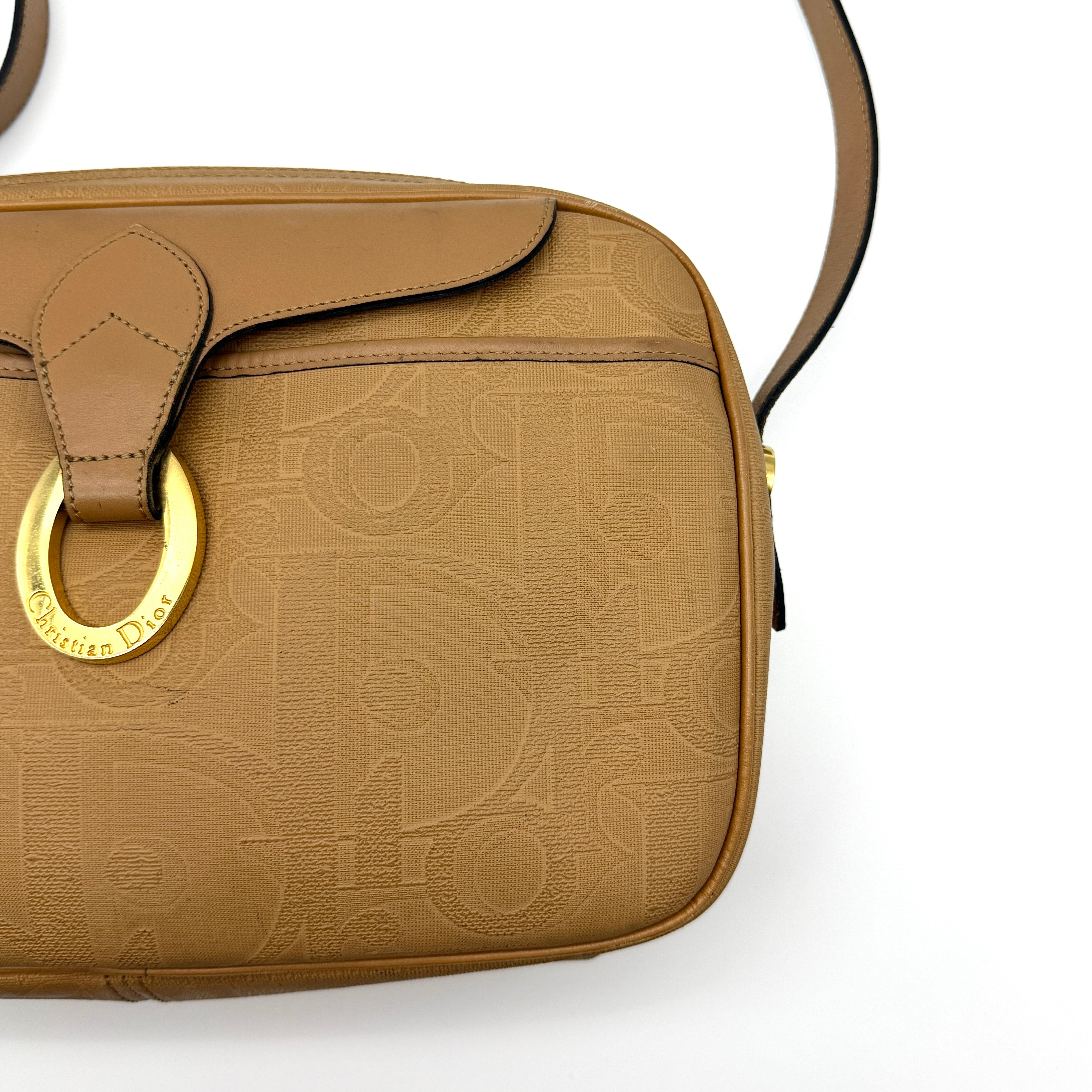 Christian Dior CD Monogram Trotter Crossbody Bag Beige