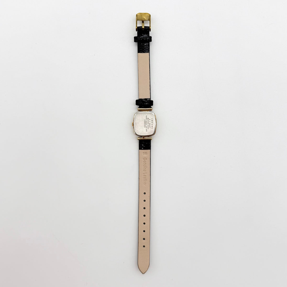 Seiko Quartz 2320-6830 Black Dial Tank Wristwatch Gold