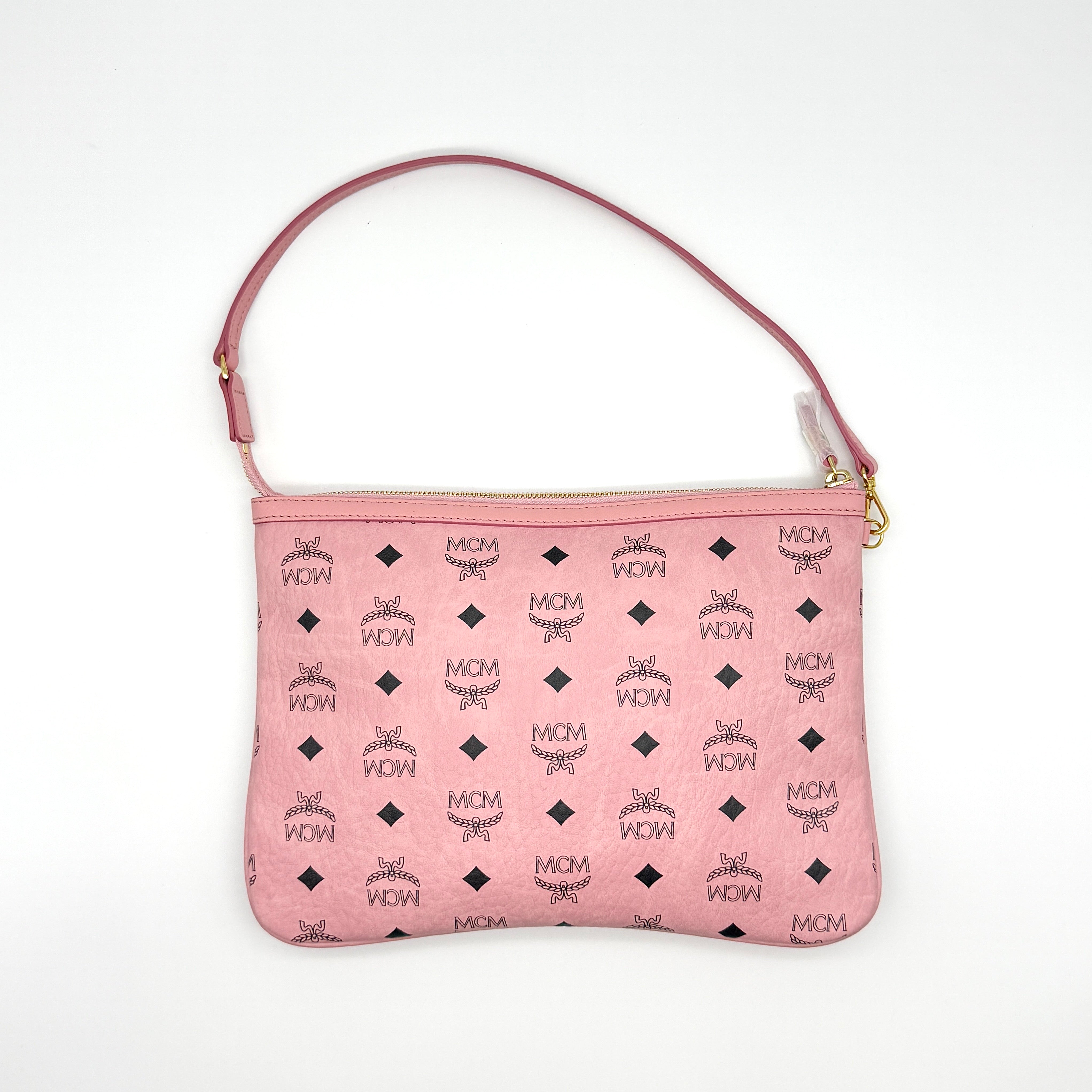 MCM Visetos Monogram Medium Shoulder Bag Pink