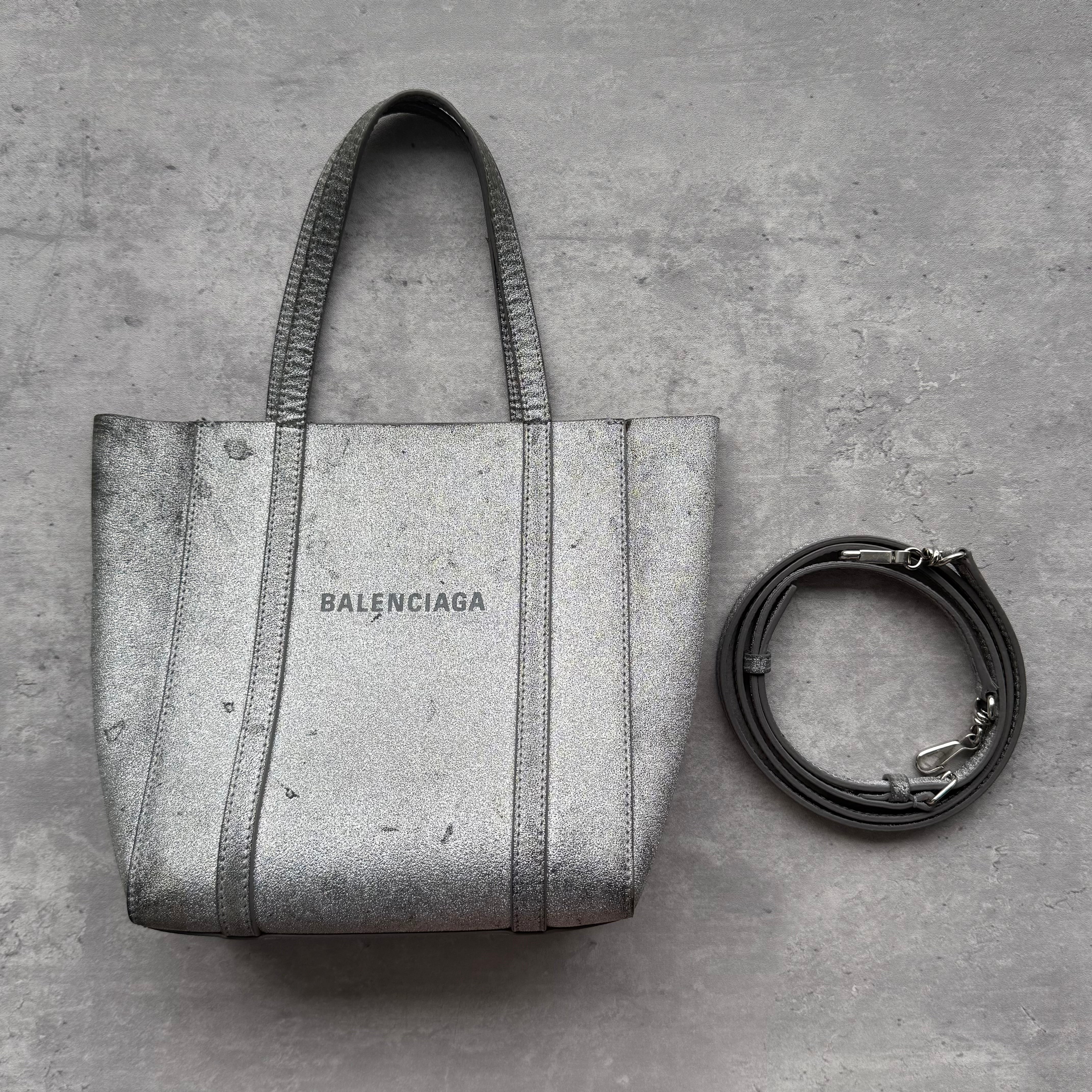 Balenciaga Glitter Everyday Silver Tote Bag