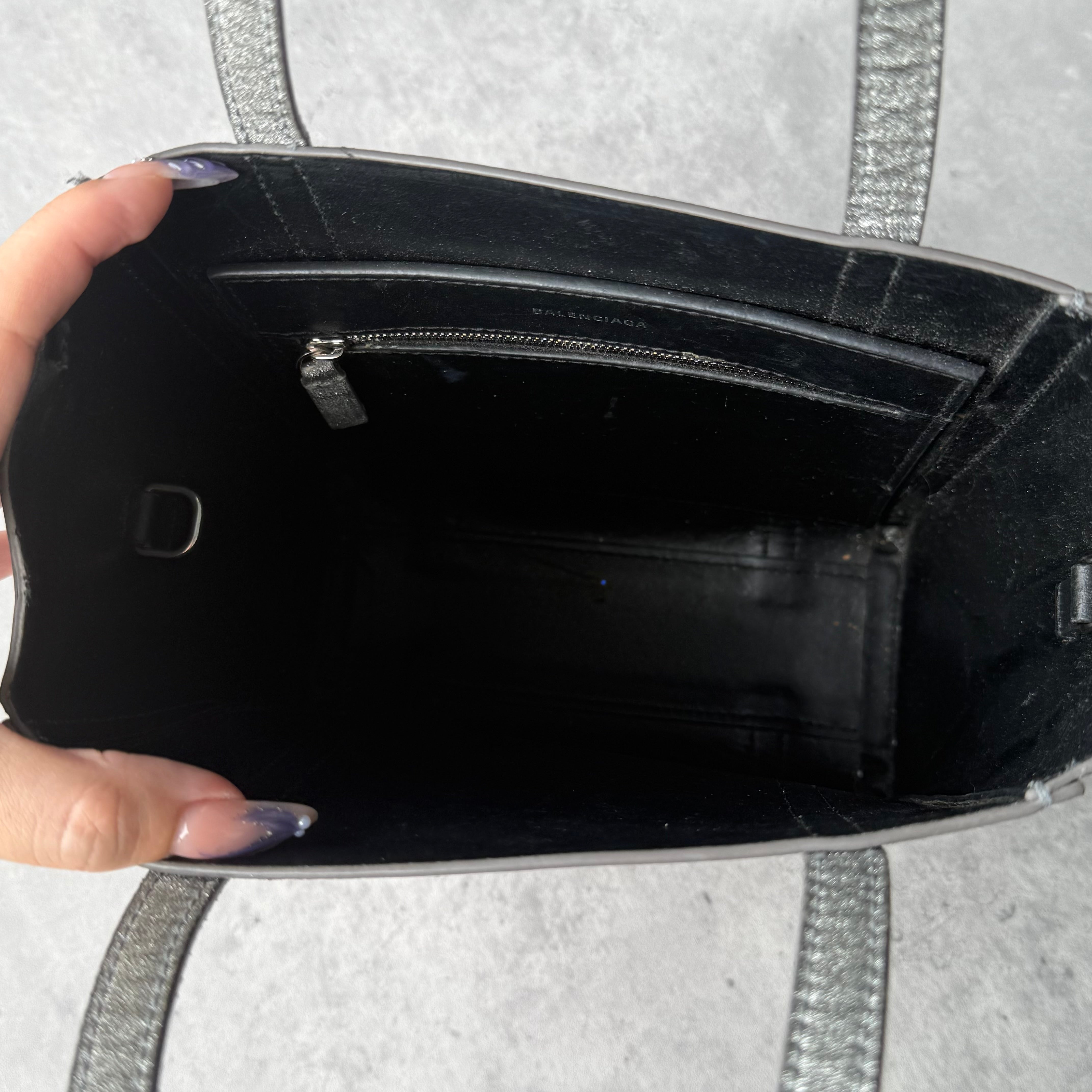 Balenciaga Glitter Everyday Silver Tote Bag