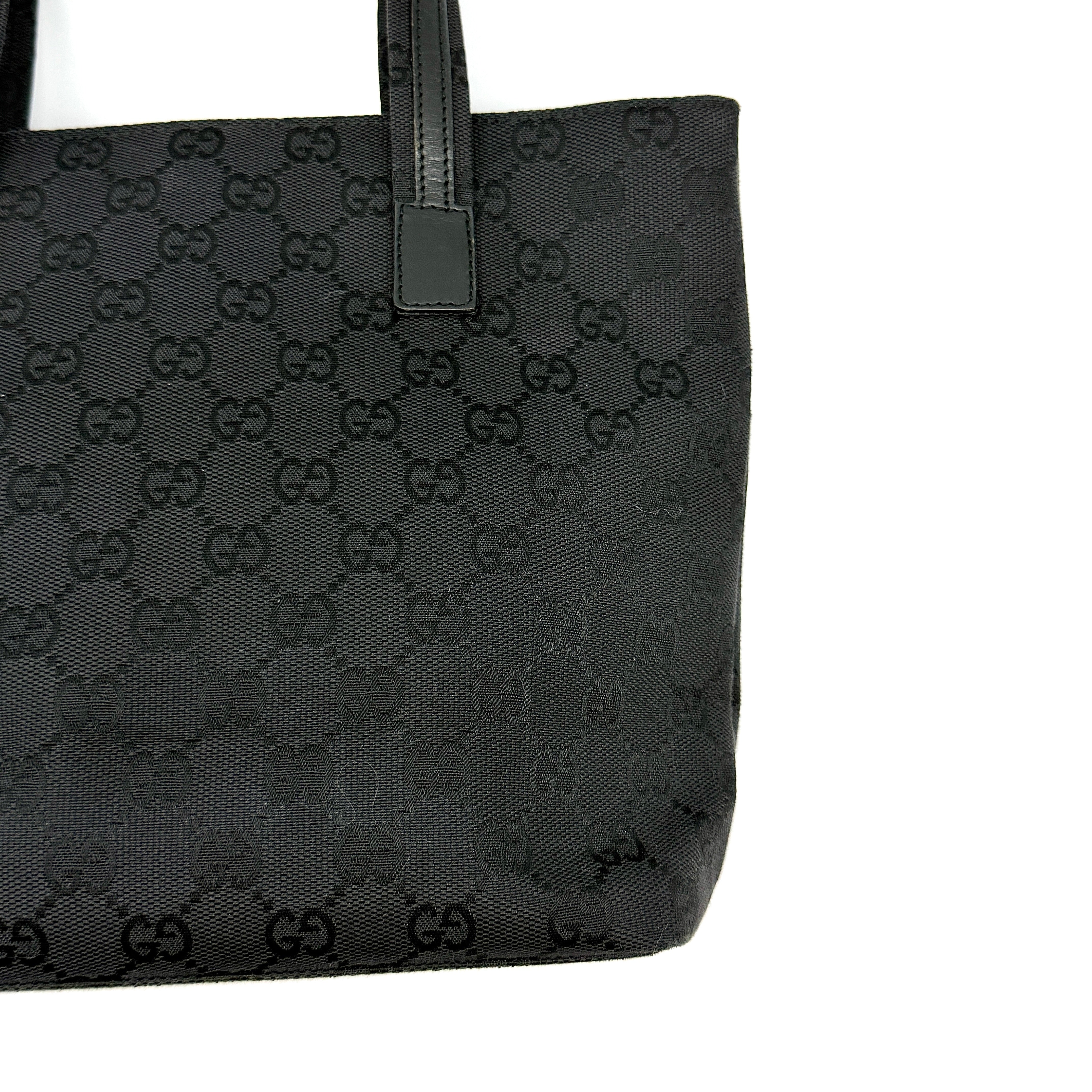 Gucci GG Monogram Double Pocket Tote Bag Black