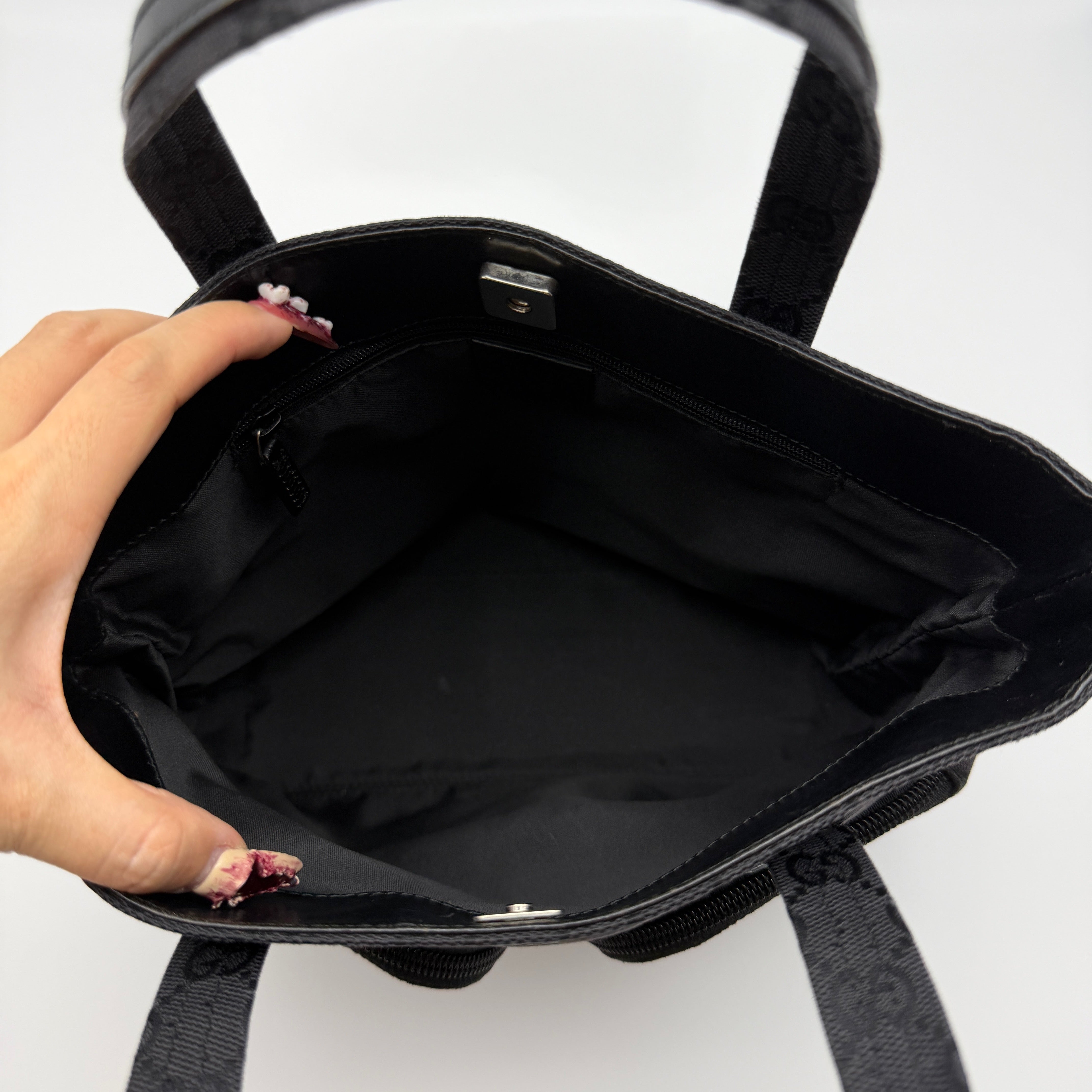 Gucci GG Monogram Double Pocket Tote Bag Black