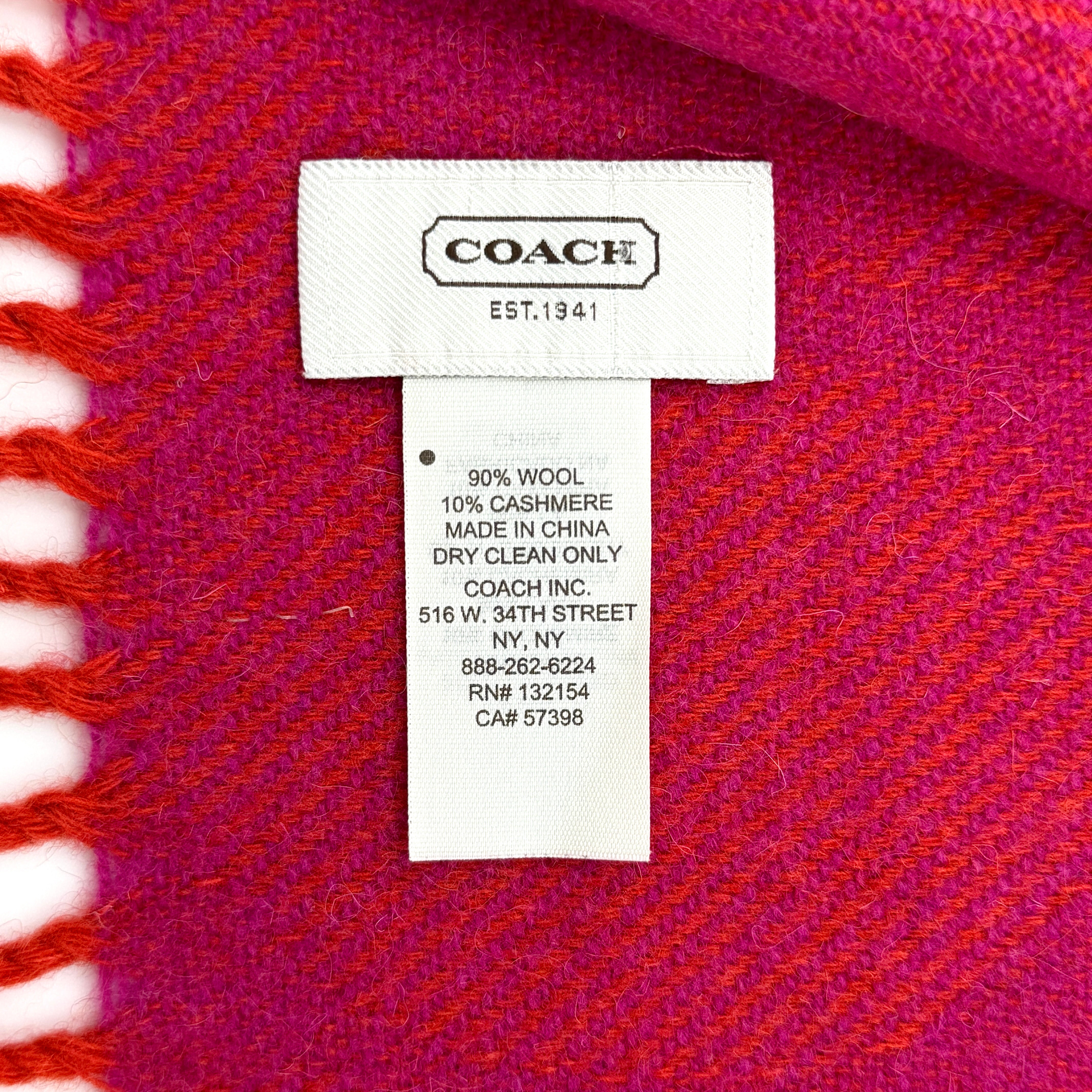 Coach Signature Reversible Wool Scarf Red