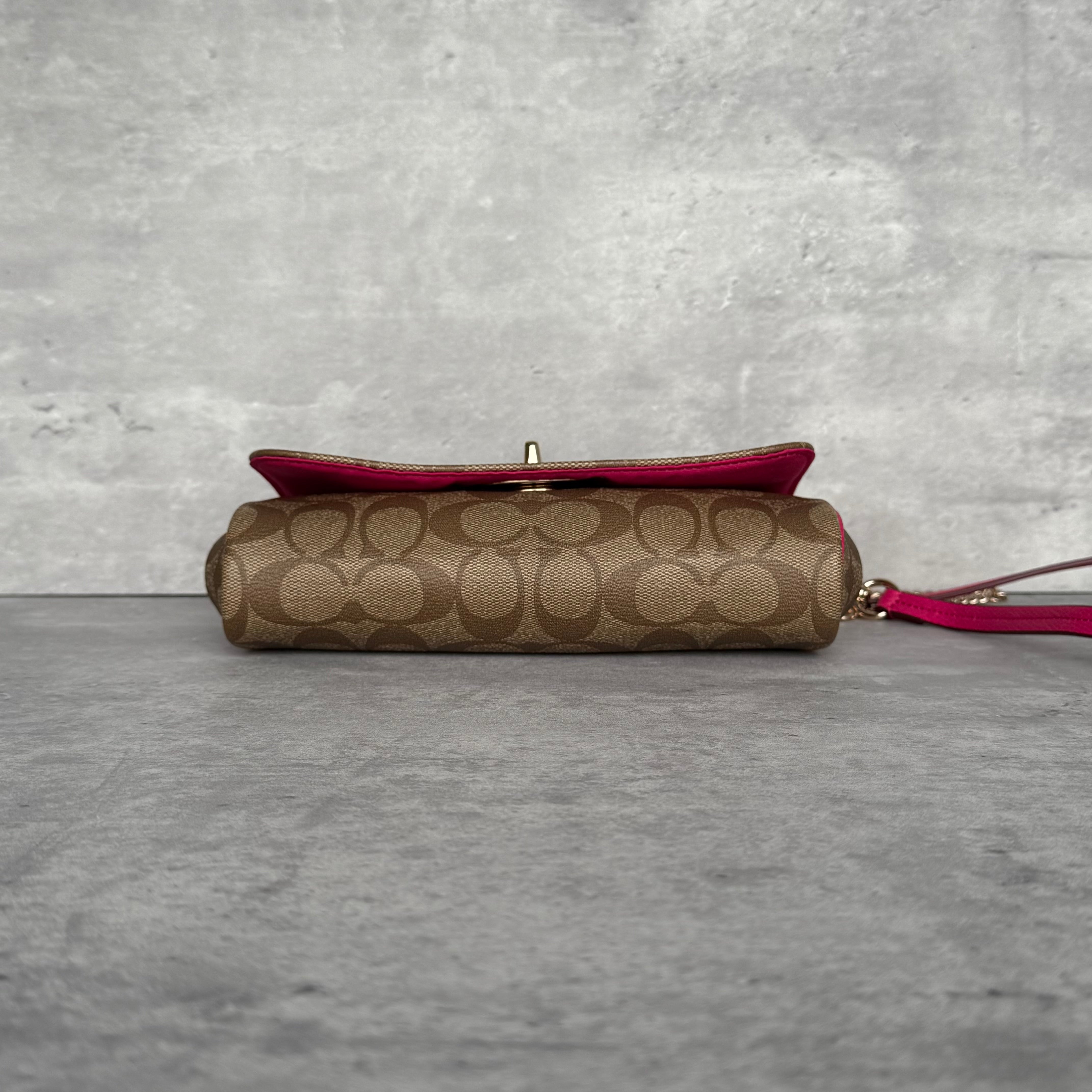 Coach 2Way Signature Ruby Purse Shoulder Bag Beige/Pink