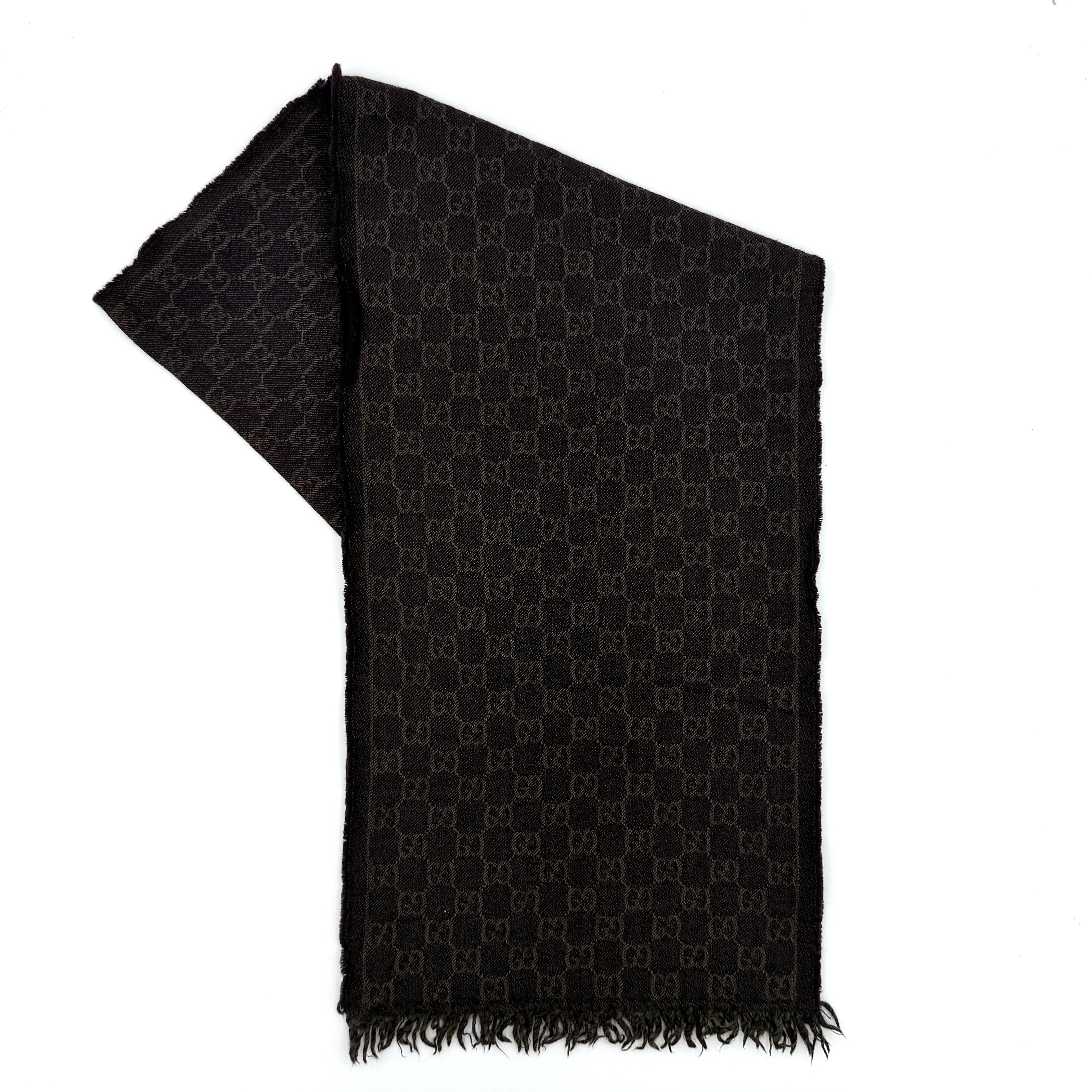 Gucci GG Monogram Wool Scarf Dark Purple
