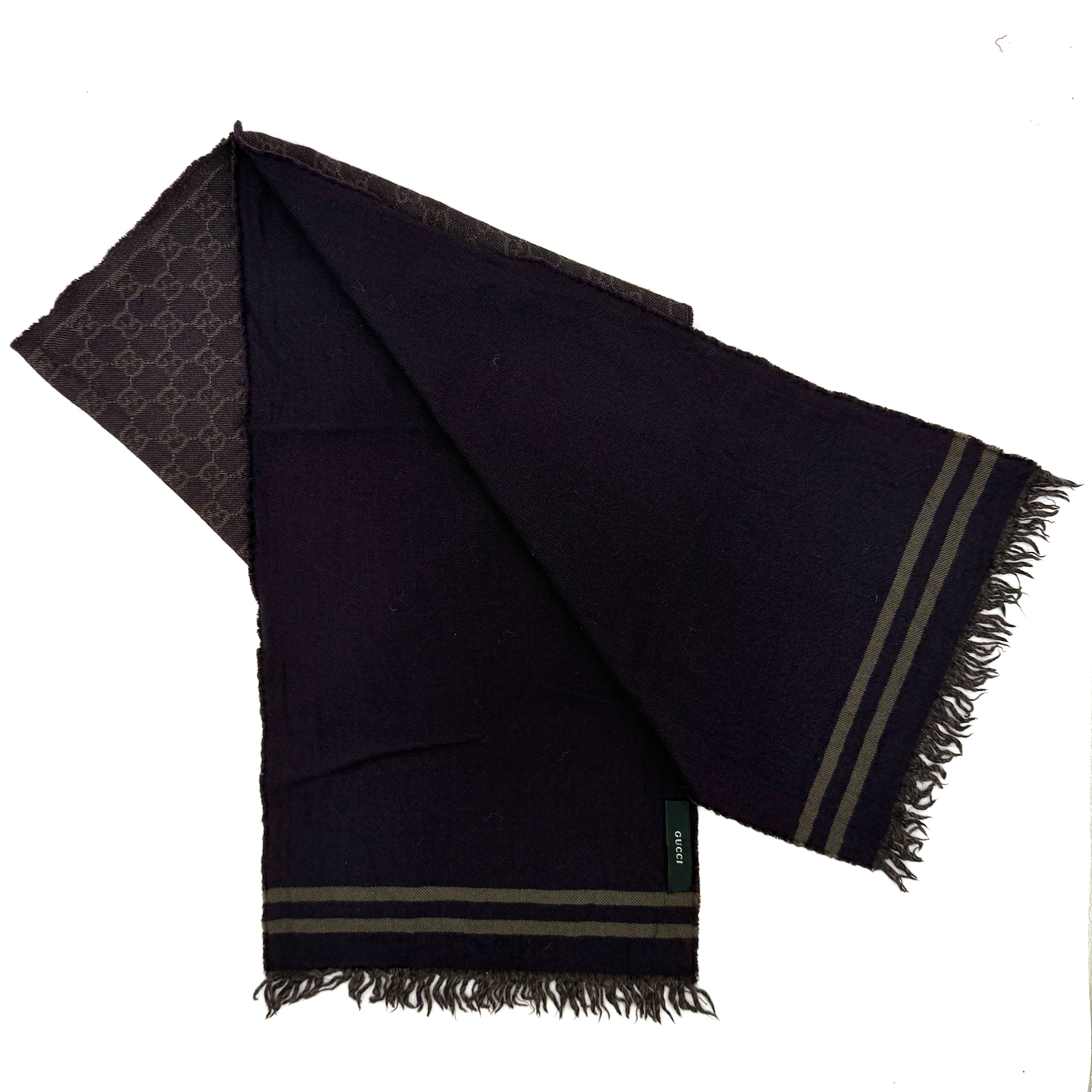 Gucci GG Monogram Wool Scarf Dark Purple