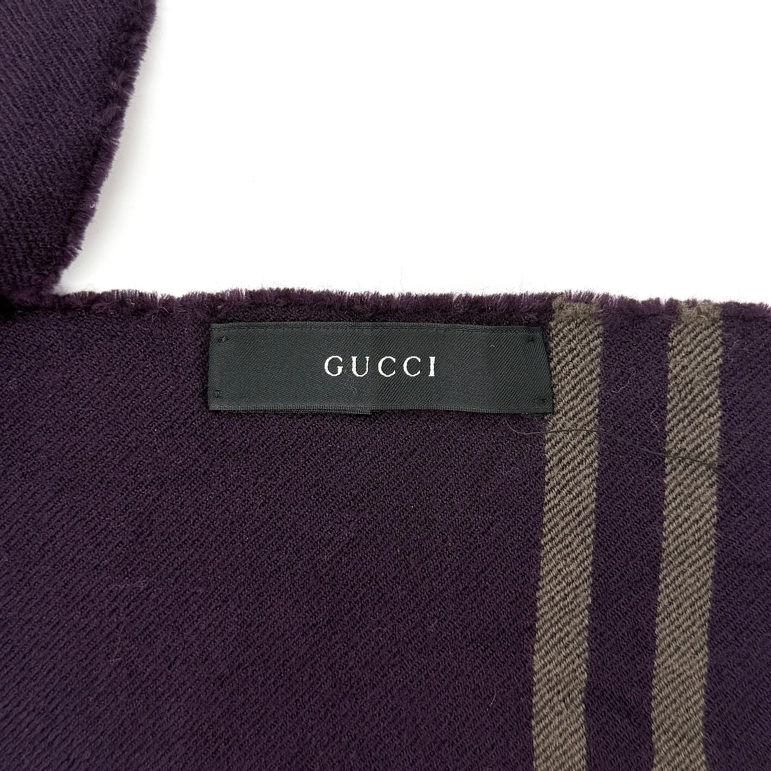 Gucci GG Monogram Wool Scarf Dark Purple