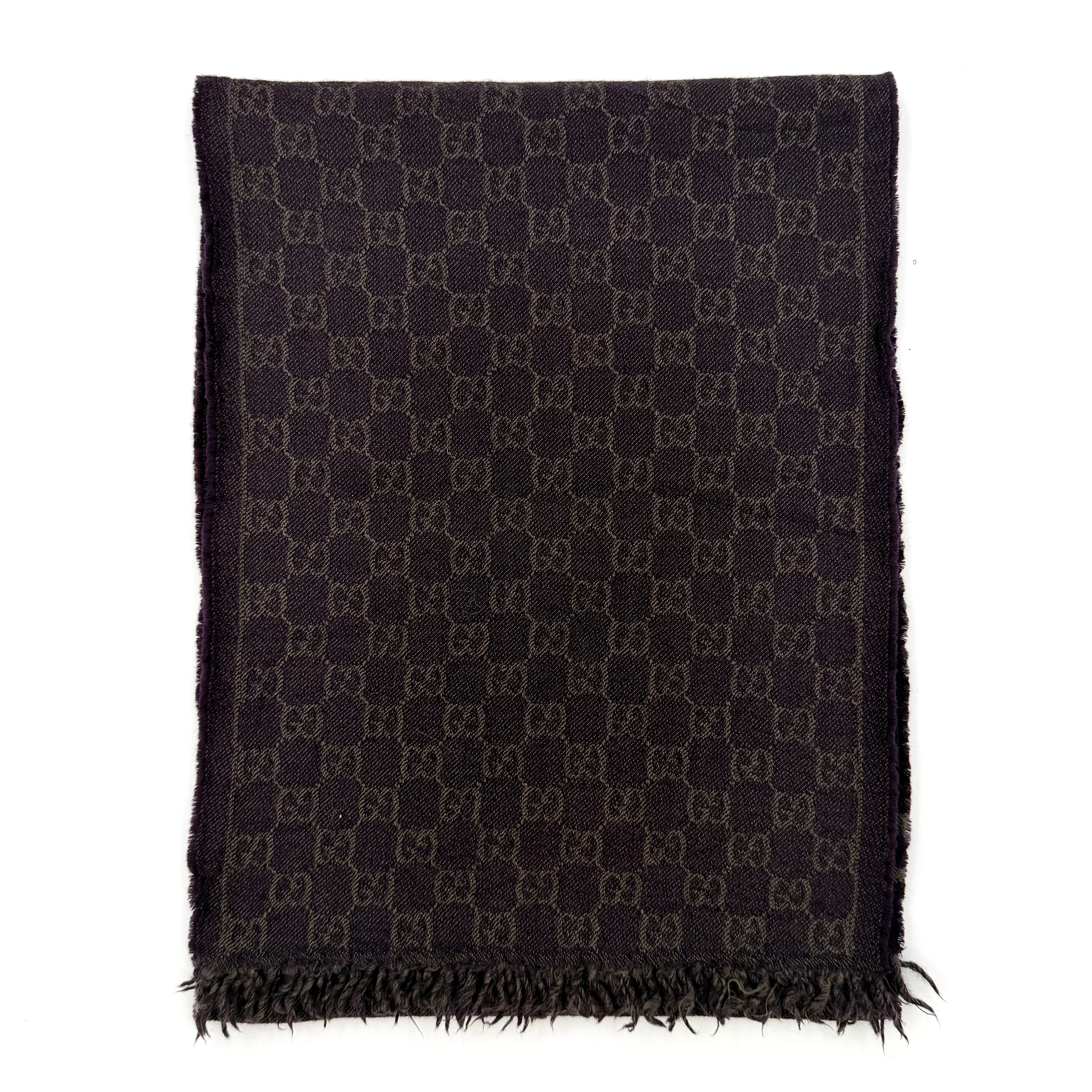 Gucci GG Monogram Wool Scarf Dark Purple