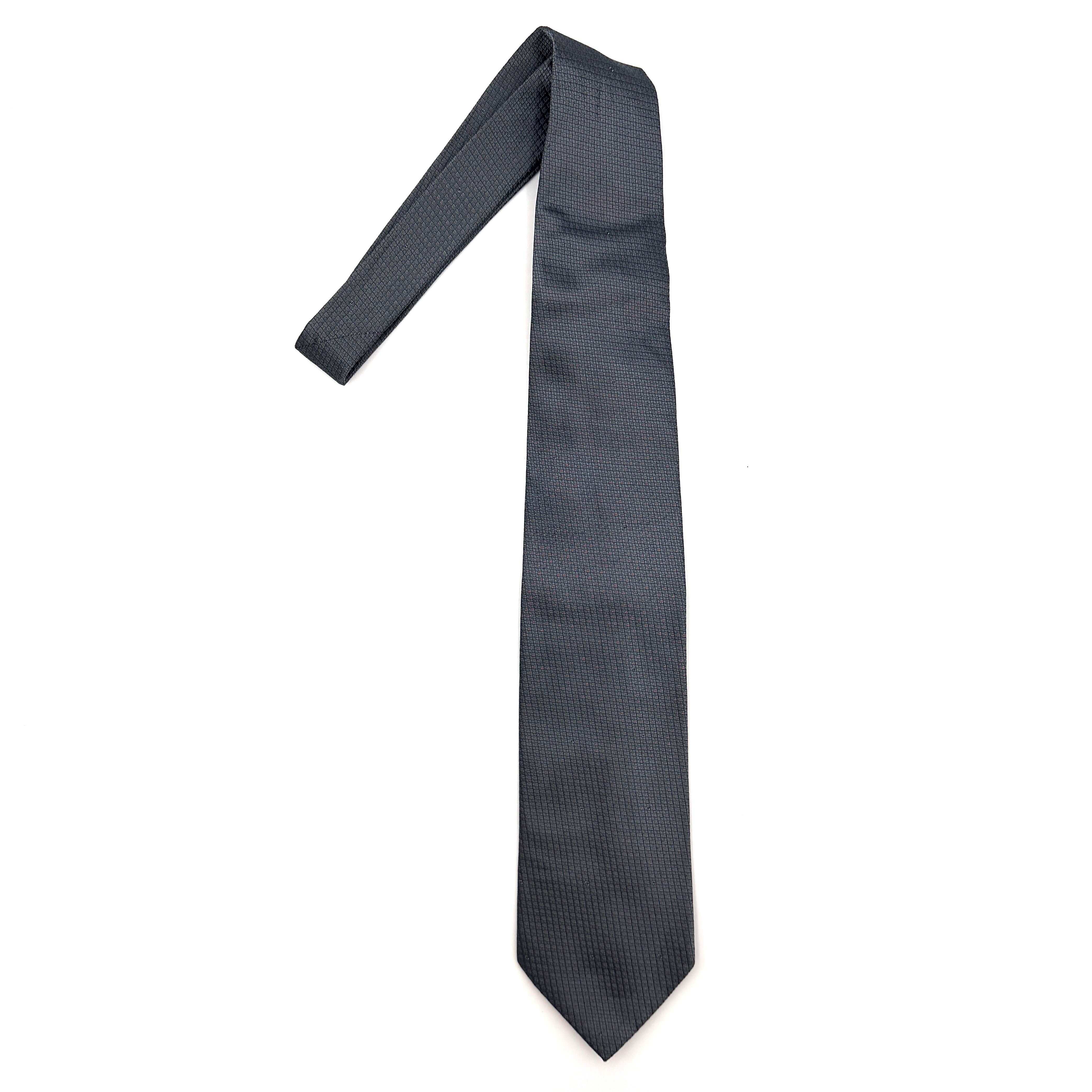 Gucci Geometric Pattern Silk Tie Grey