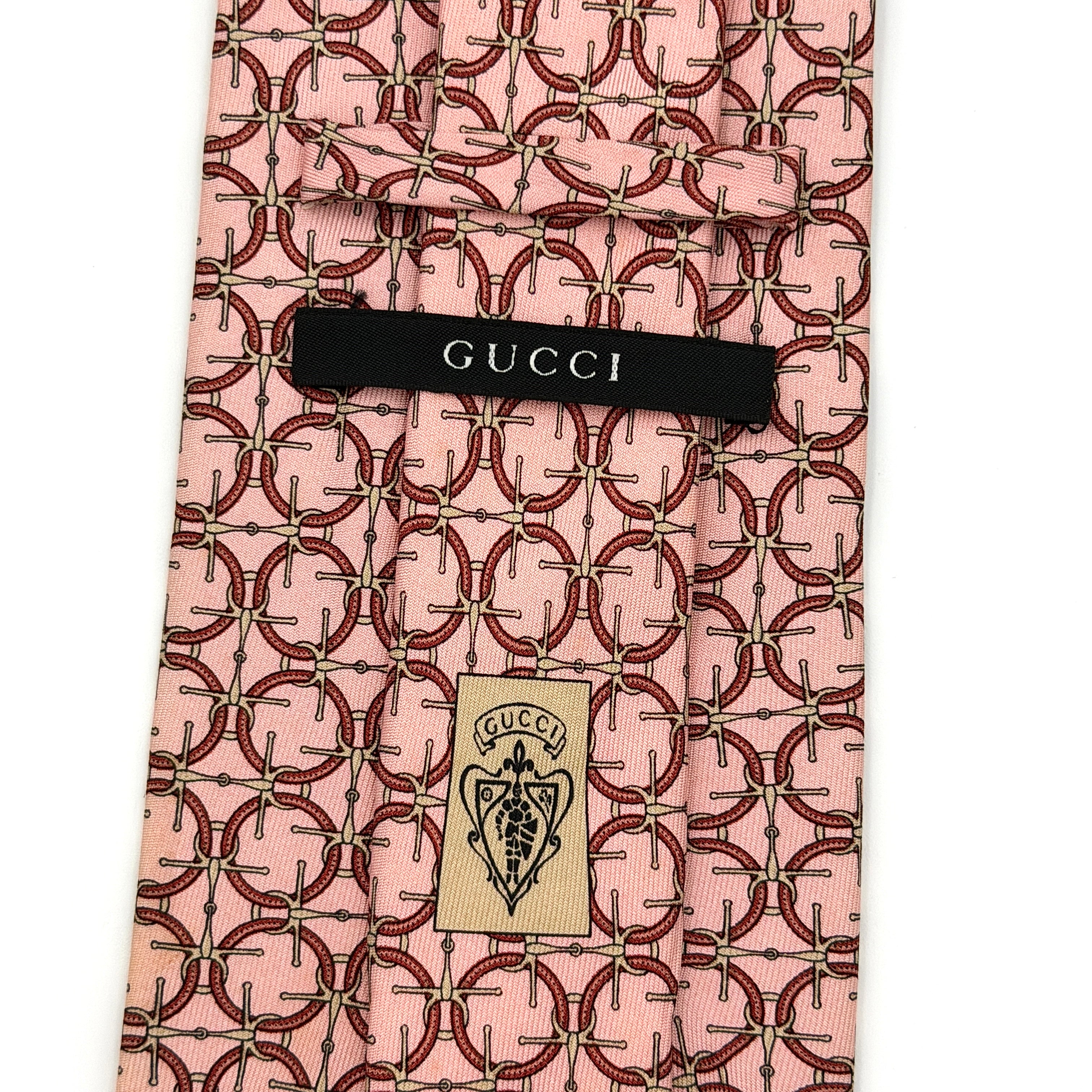 Gucci Ring Pattern Silk Tie Pink