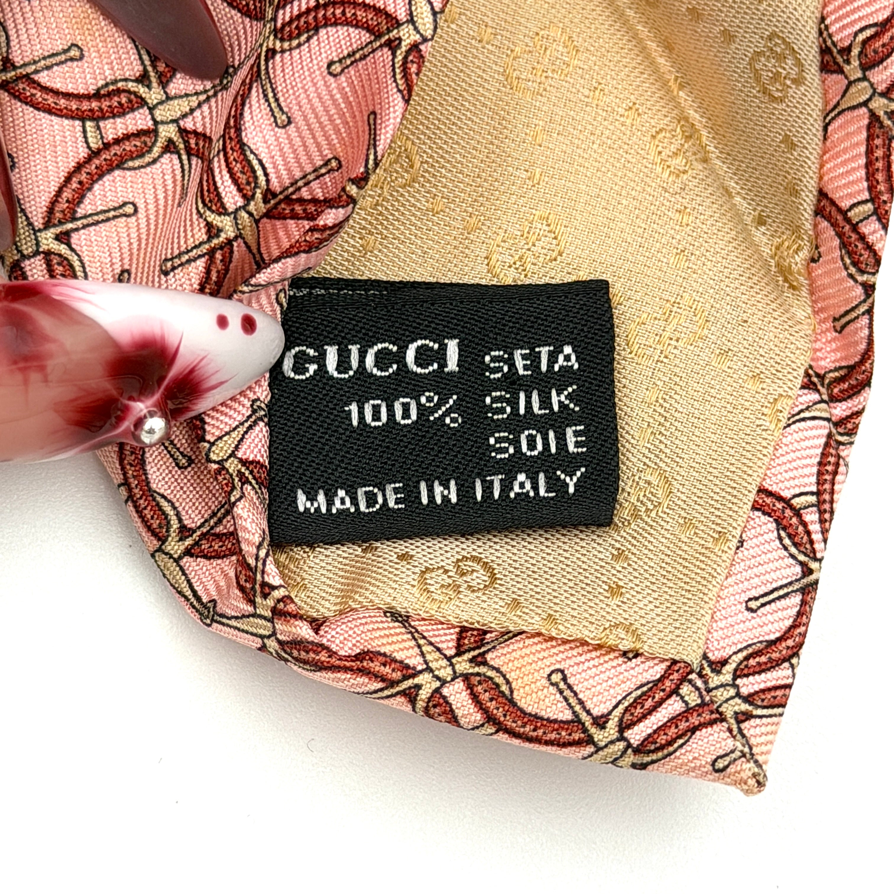 Gucci Ring Pattern Silk Tie Pink