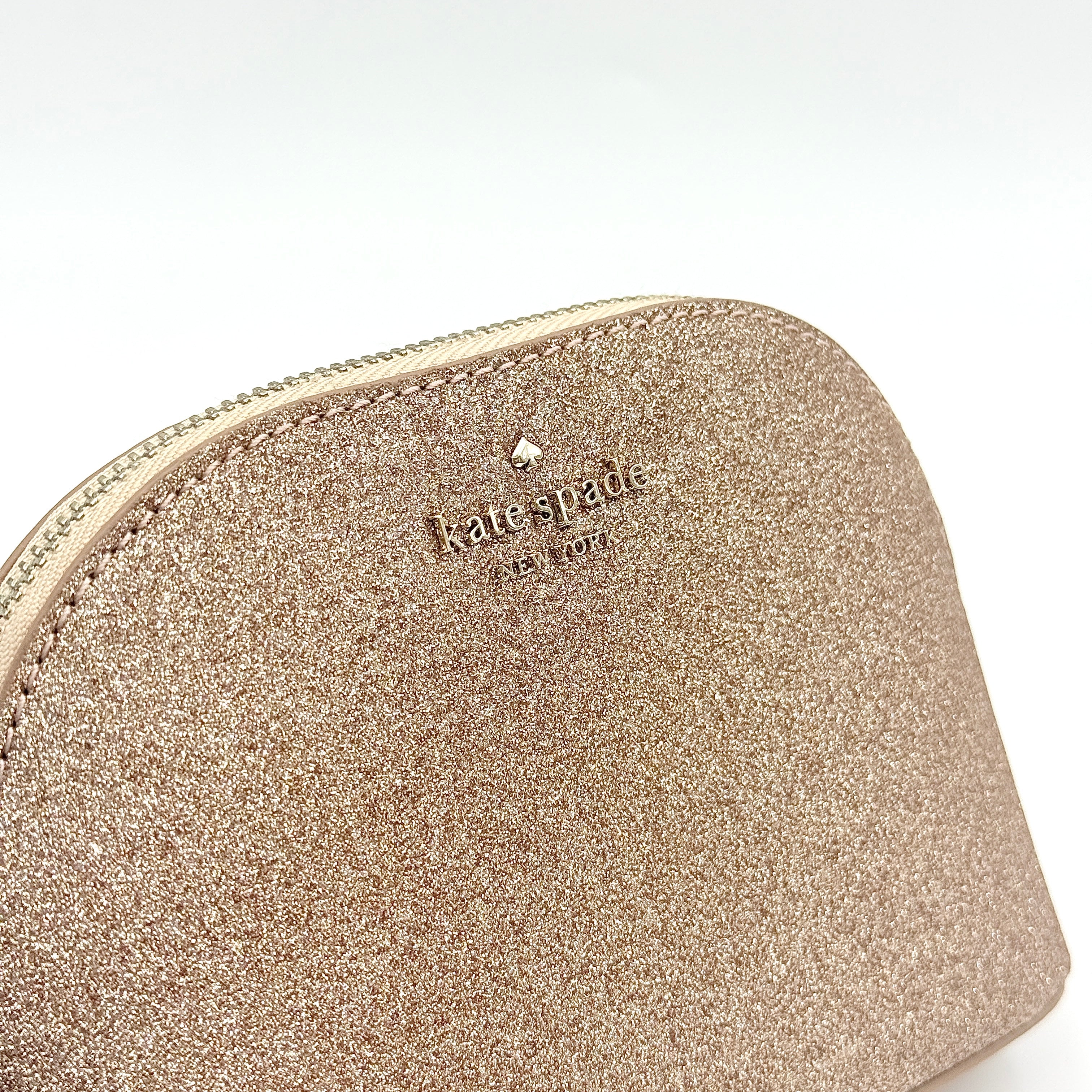 Kate Spade New York Lola Glitter Dome Cosmetic Case Rose Gold