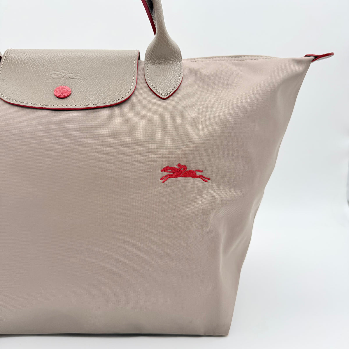 Longchamp Le Pliage Club Tote Bag Beige/Red