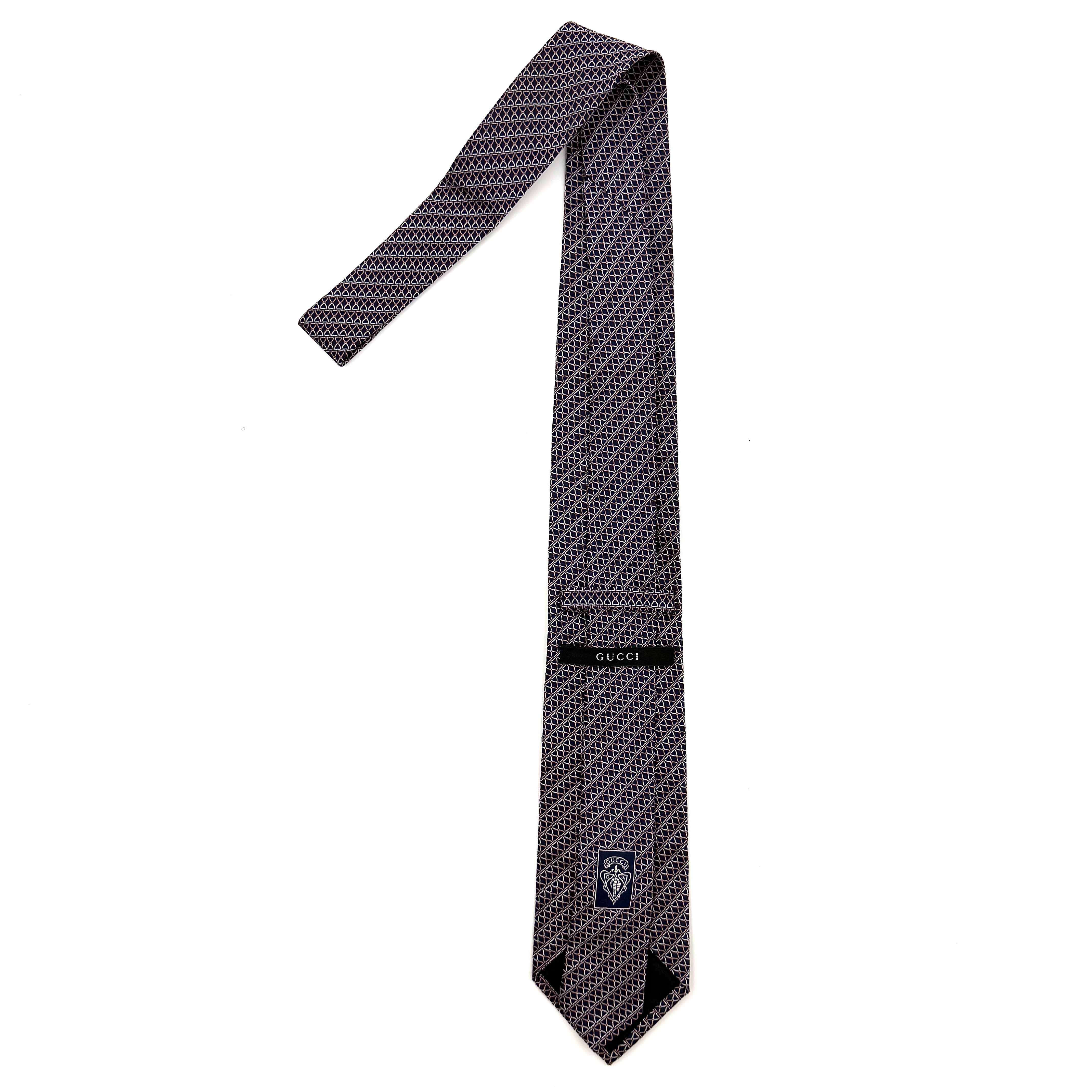 Gucci Chain Link Silk Tie Black