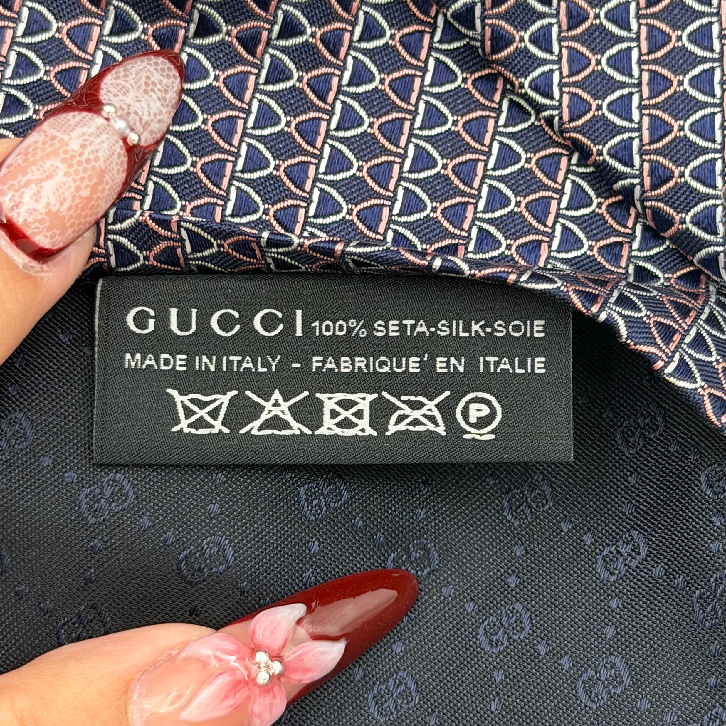 Gucci Chain Link Silk Tie Black