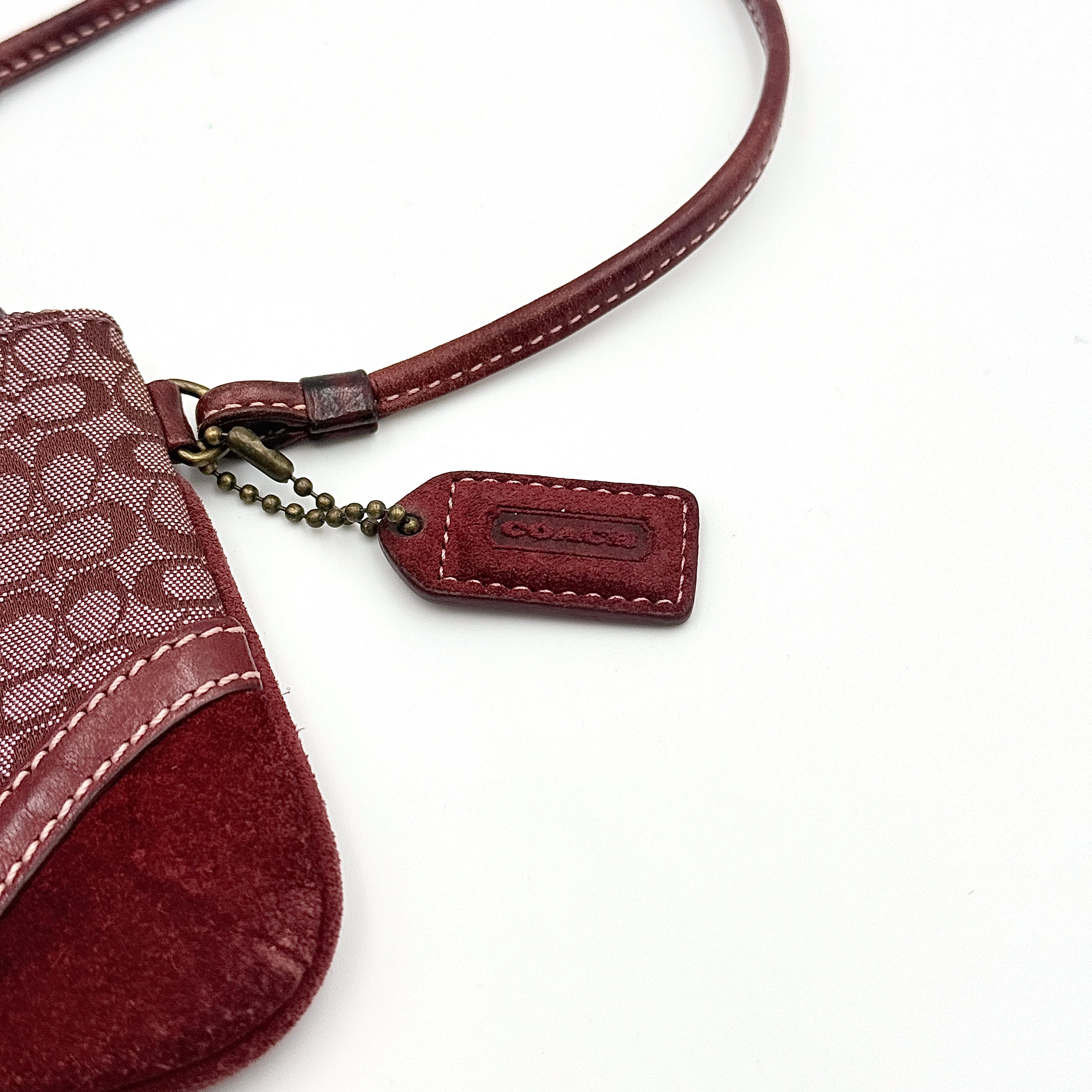 Coach Y2K Signature Canvas Wristlet Red/Burgundy