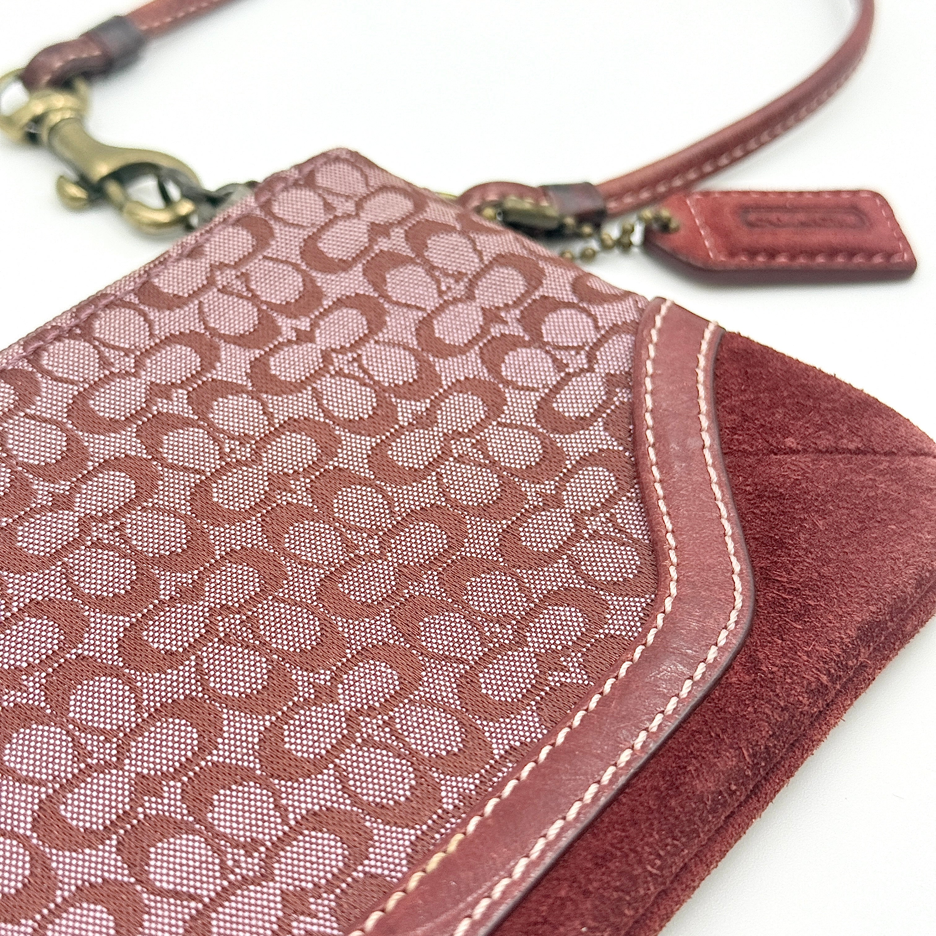 Coach Y2K Signature Canvas Wristlet Red/Burgundy