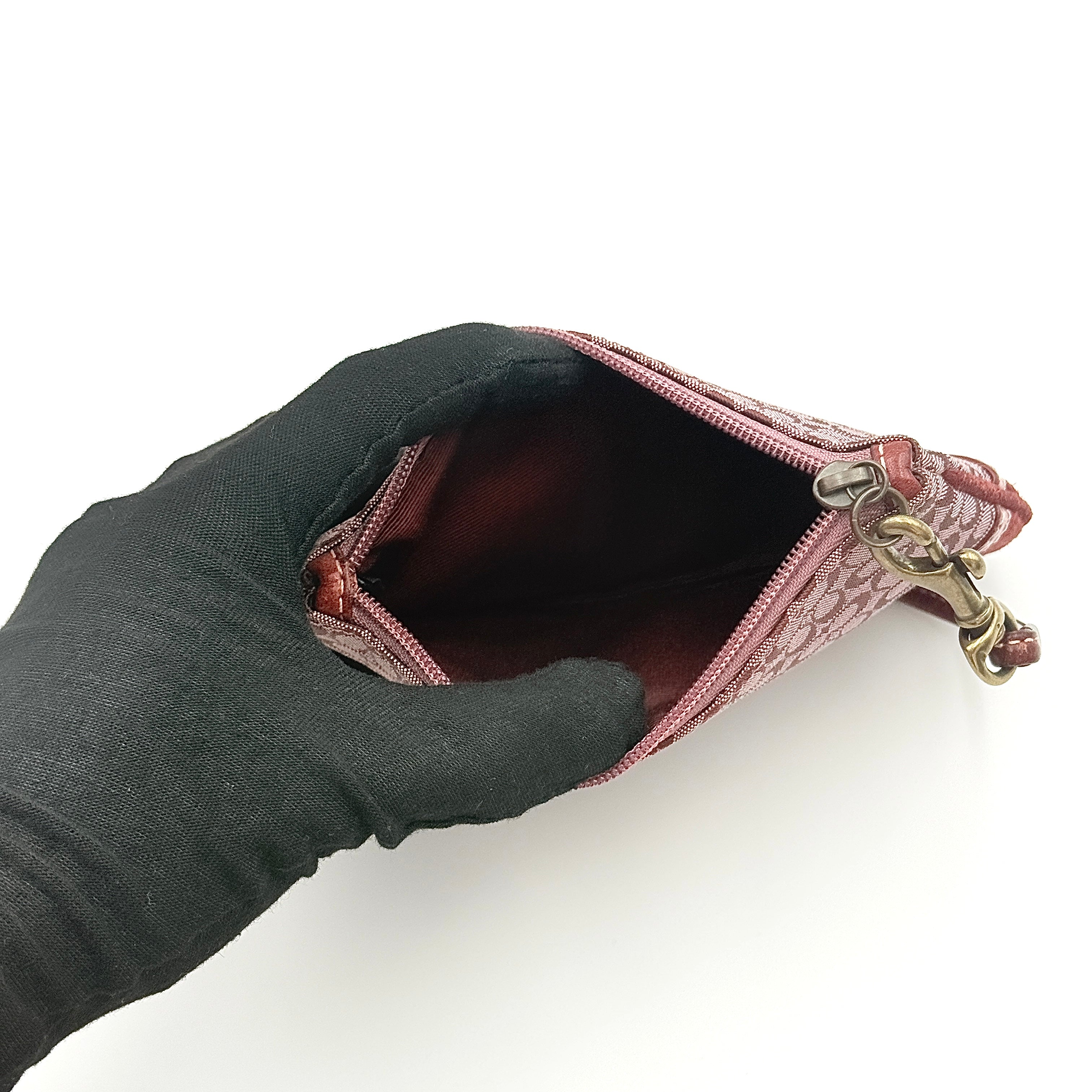 Coach Y2K Signature Canvas Wristlet Red/Burgundy
