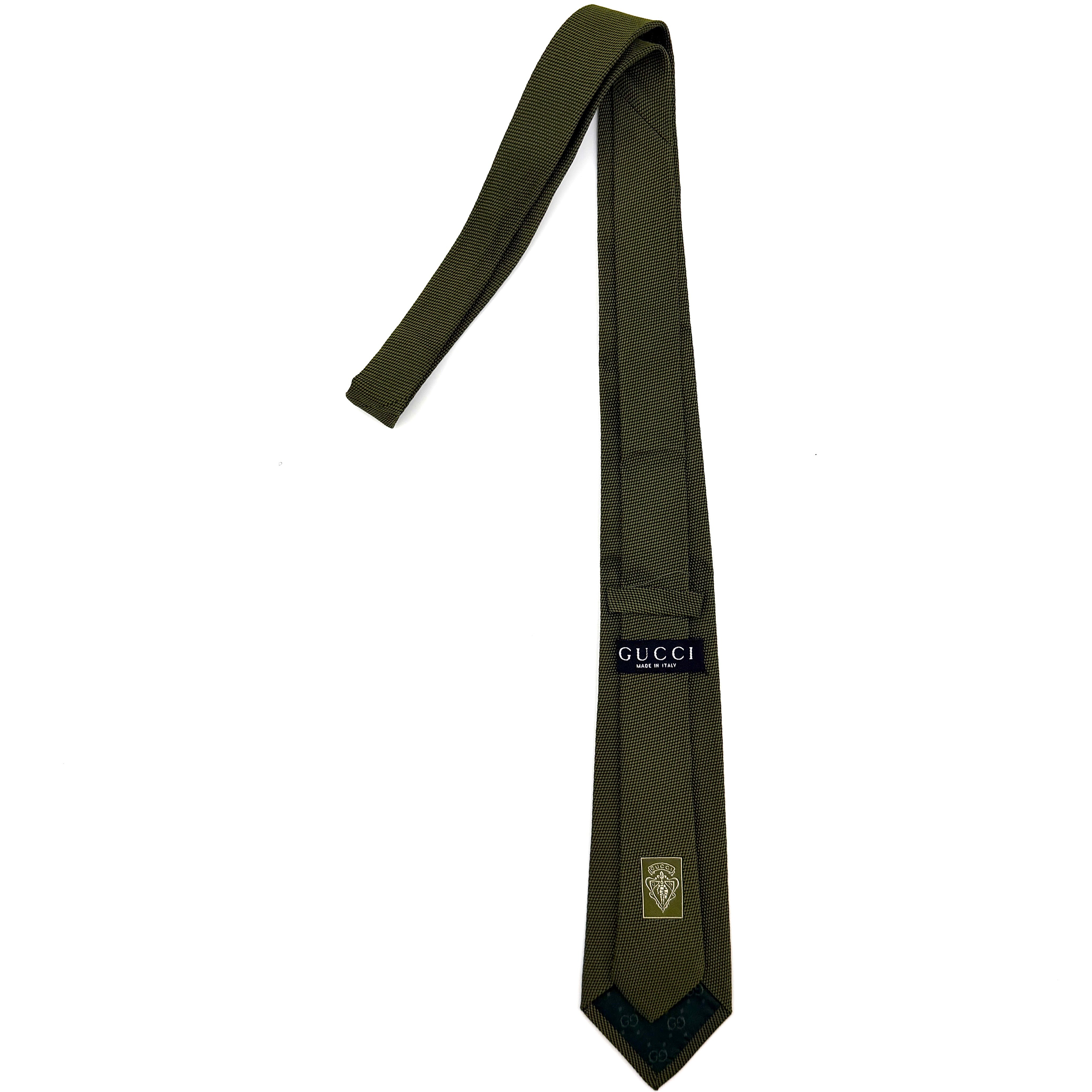 Gucci Geometric Pattern Silk Tie Green