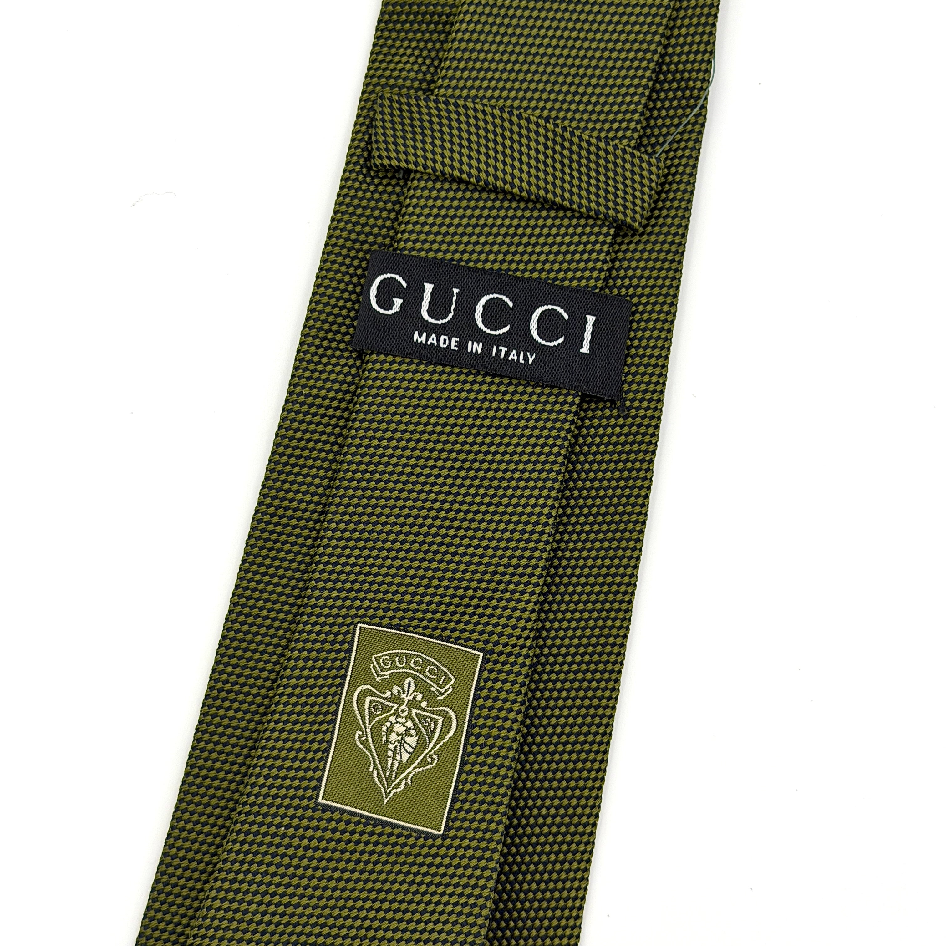 Gucci Geometric Pattern Silk Tie Green