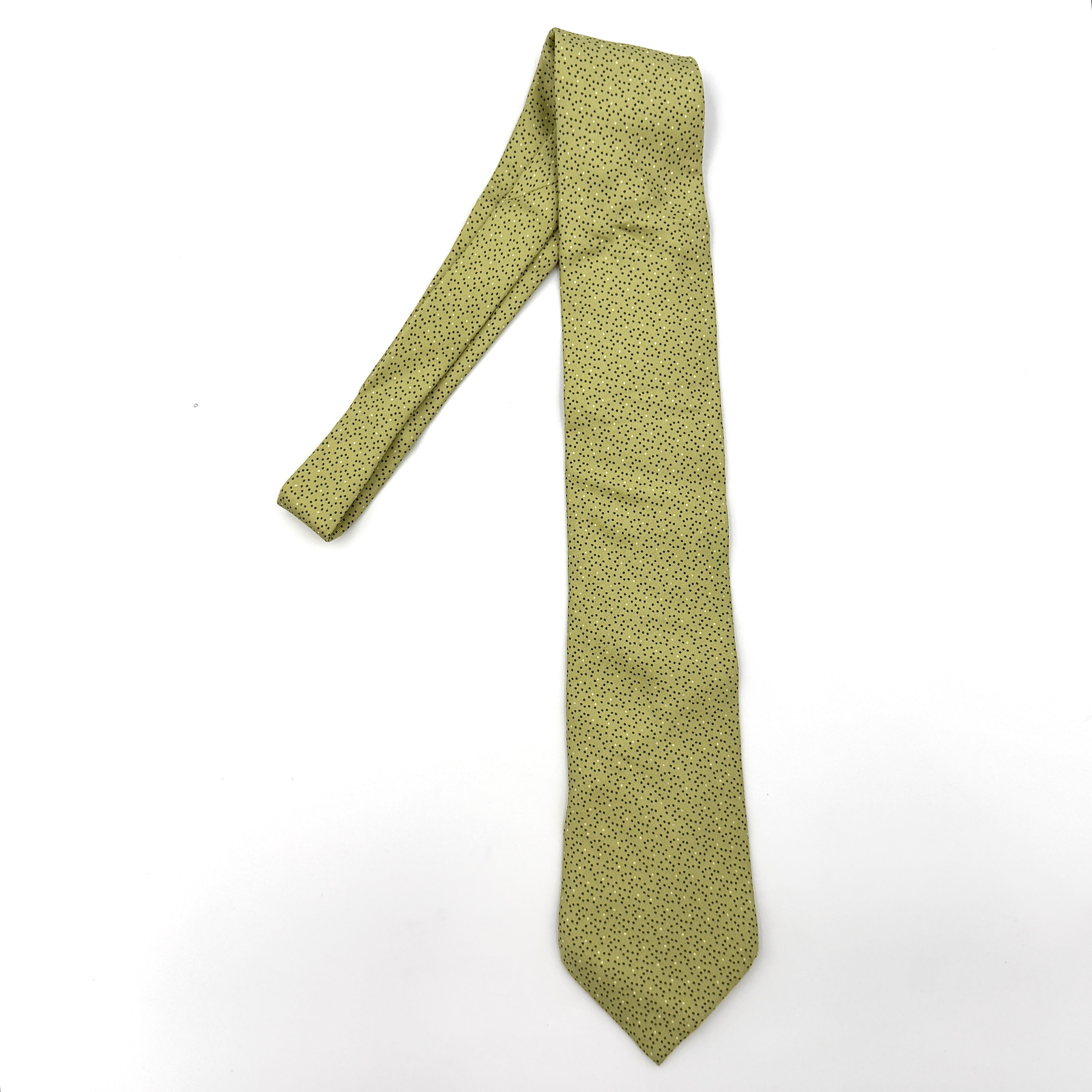 Hermès Polka Dot Pattern Silk Tie Green