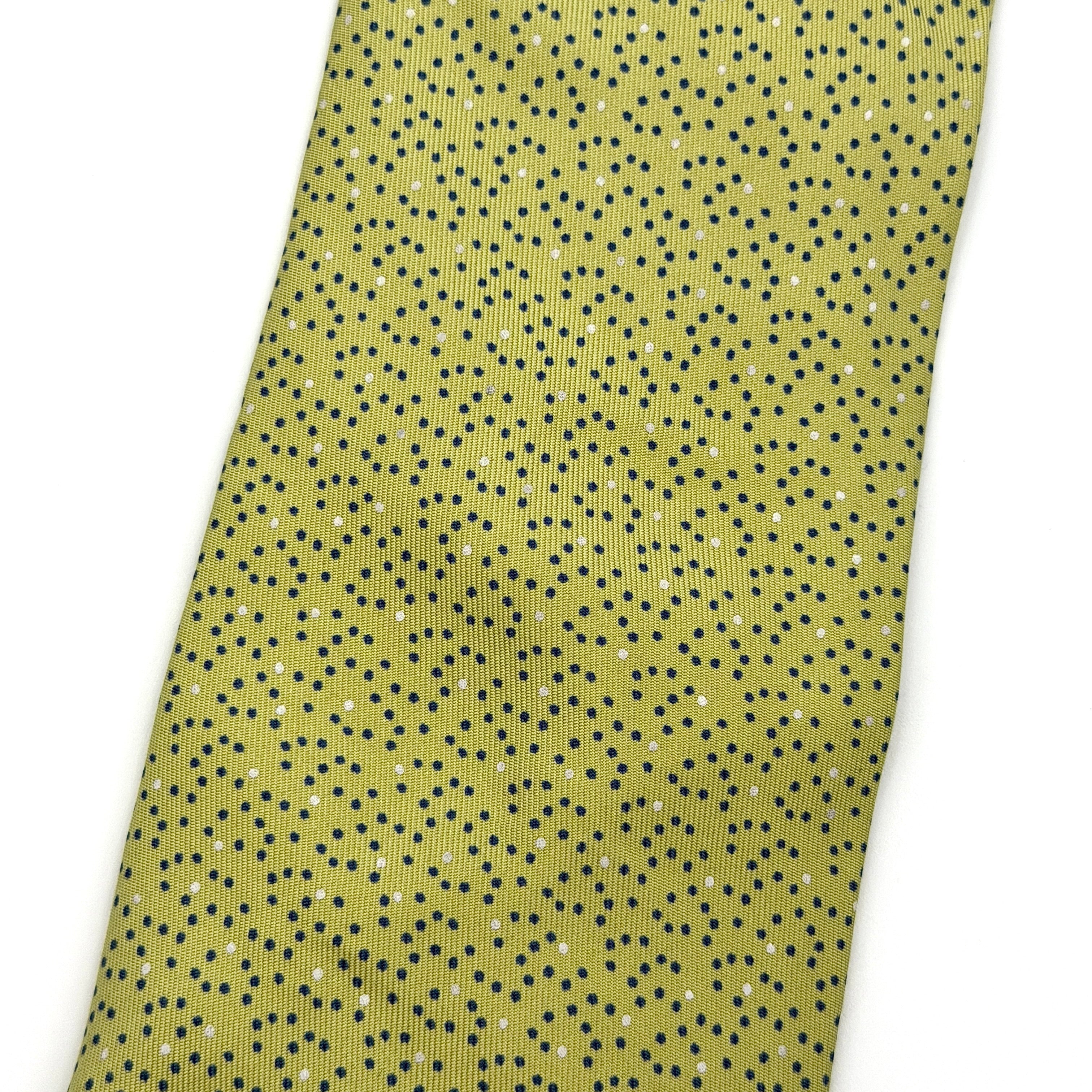 Hermès Polka Dot Pattern Silk Tie Green