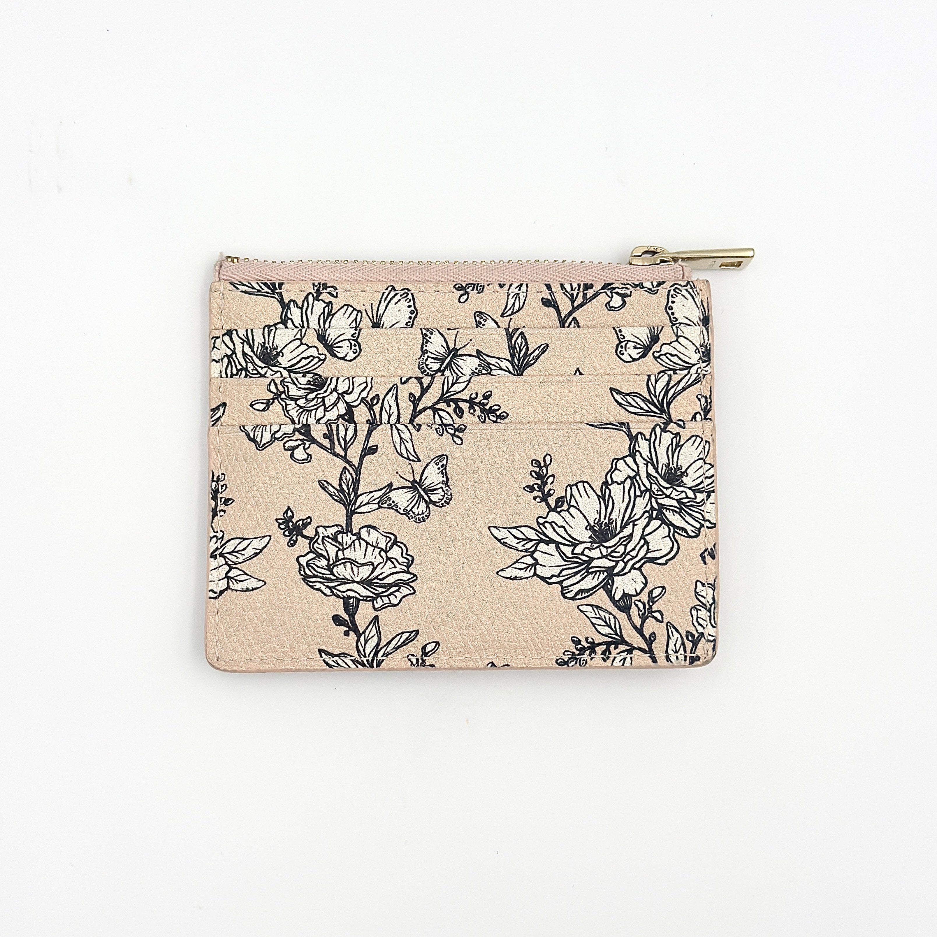 Furla Floral Leather Card Case Light Pink