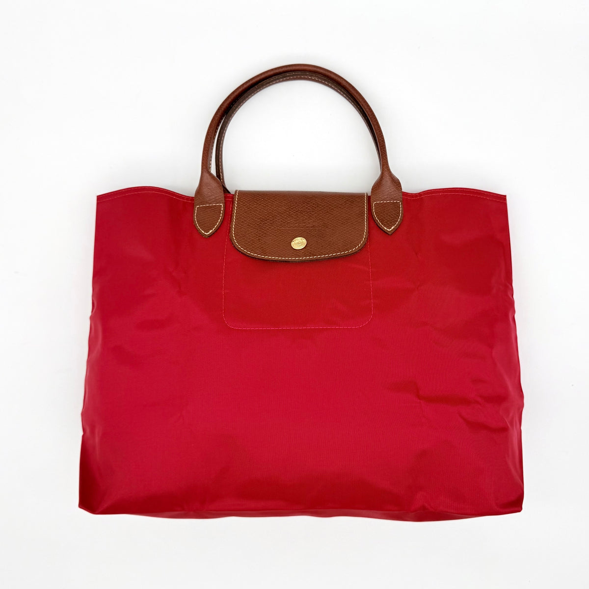 Longchamp Le Pliage Nylon Tote Bag Brown/Red