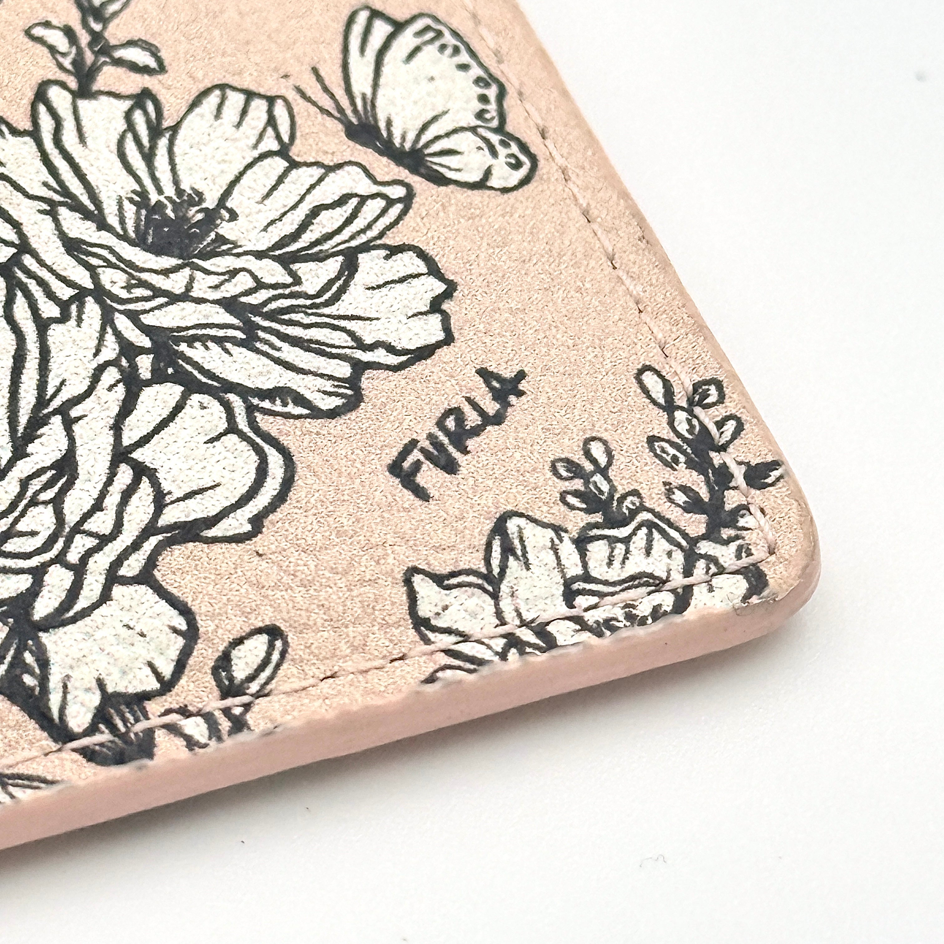 Furla Floral Leather Card Case Light Pink