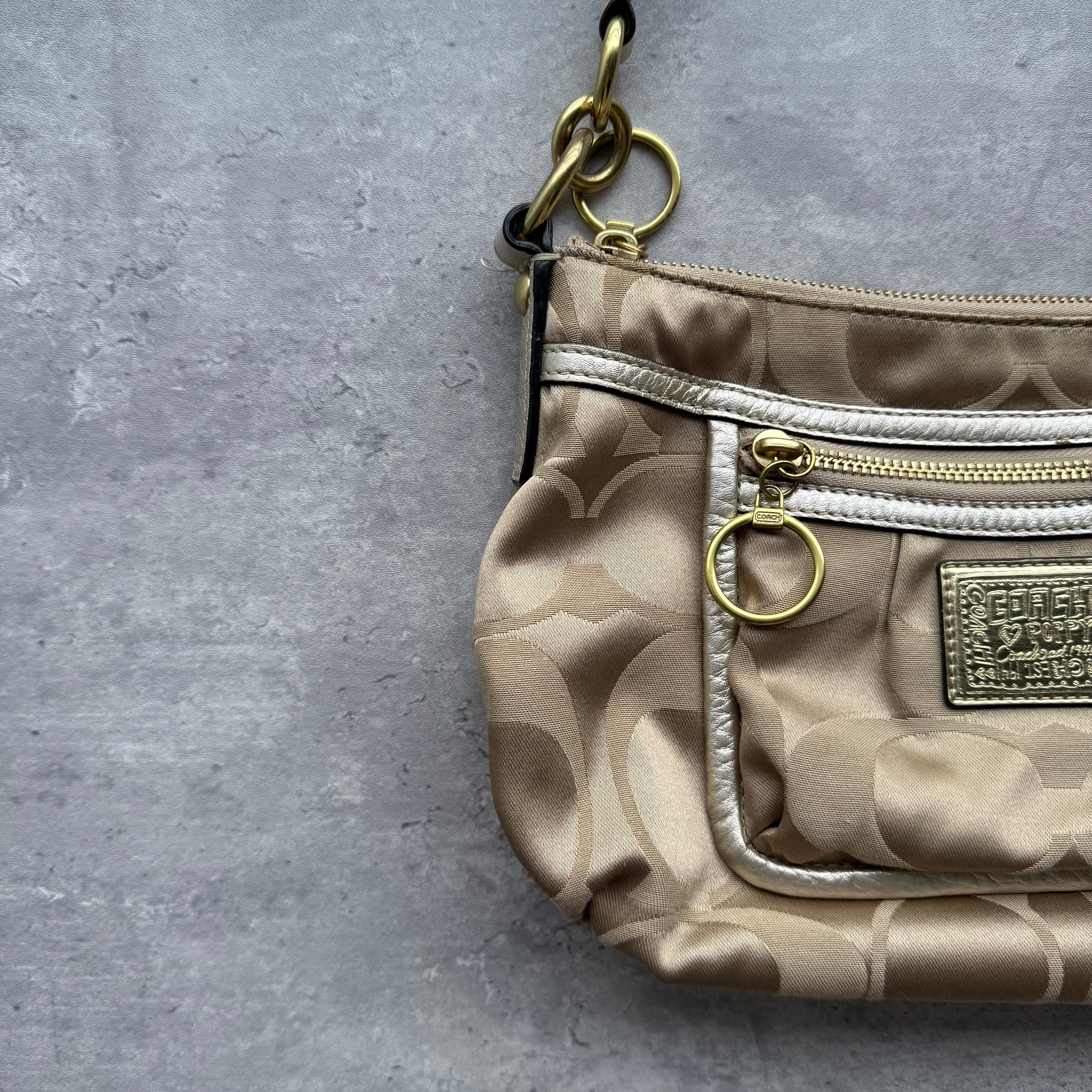 Coach 2Way Poppy Shoulder Bag Beige/Silver