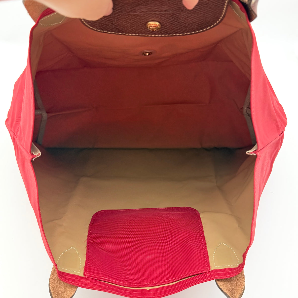 Longchamp Le Pliage Nylon Tote Bag Brown/Red