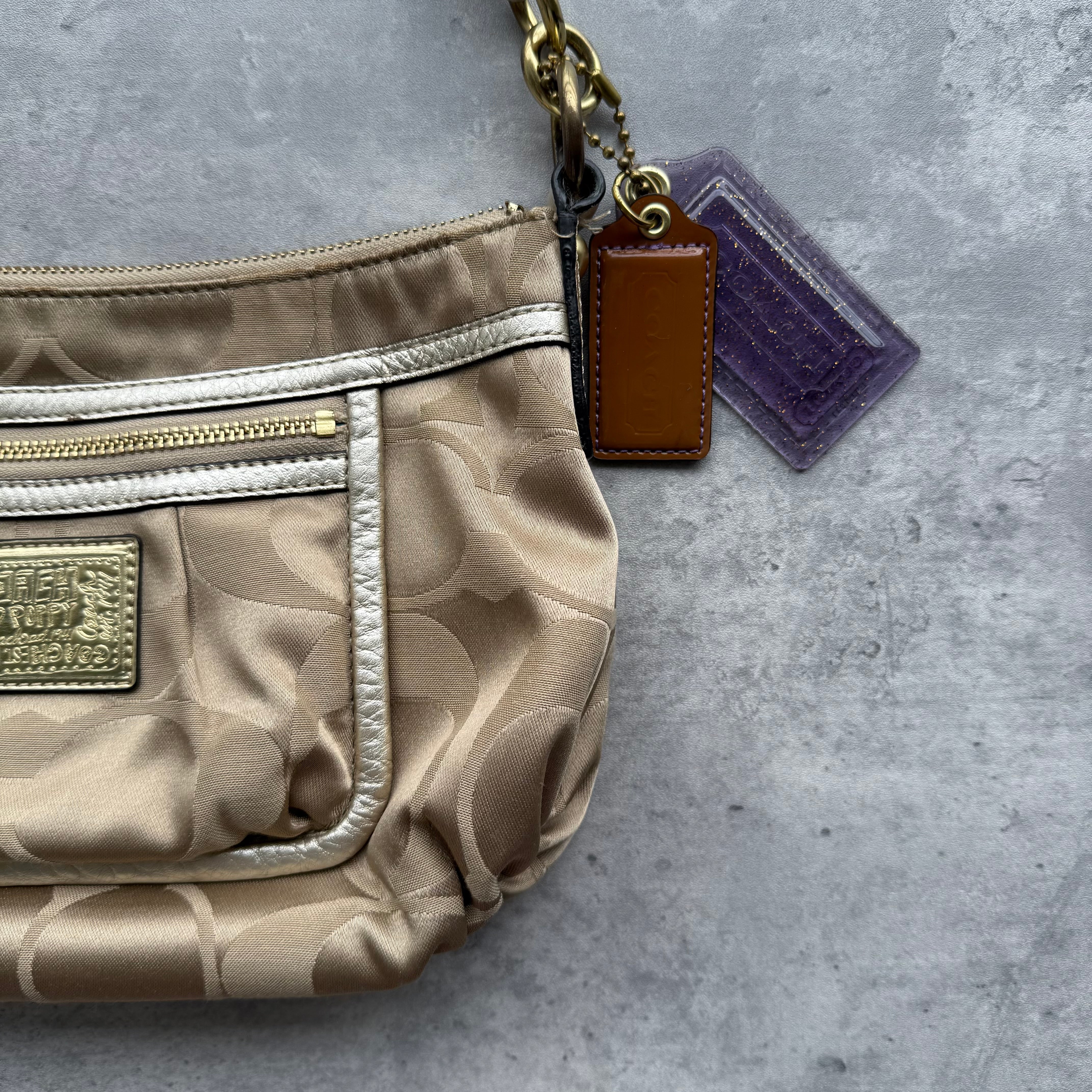 Coach 2Way Poppy Shoulder Bag Beige/Silver