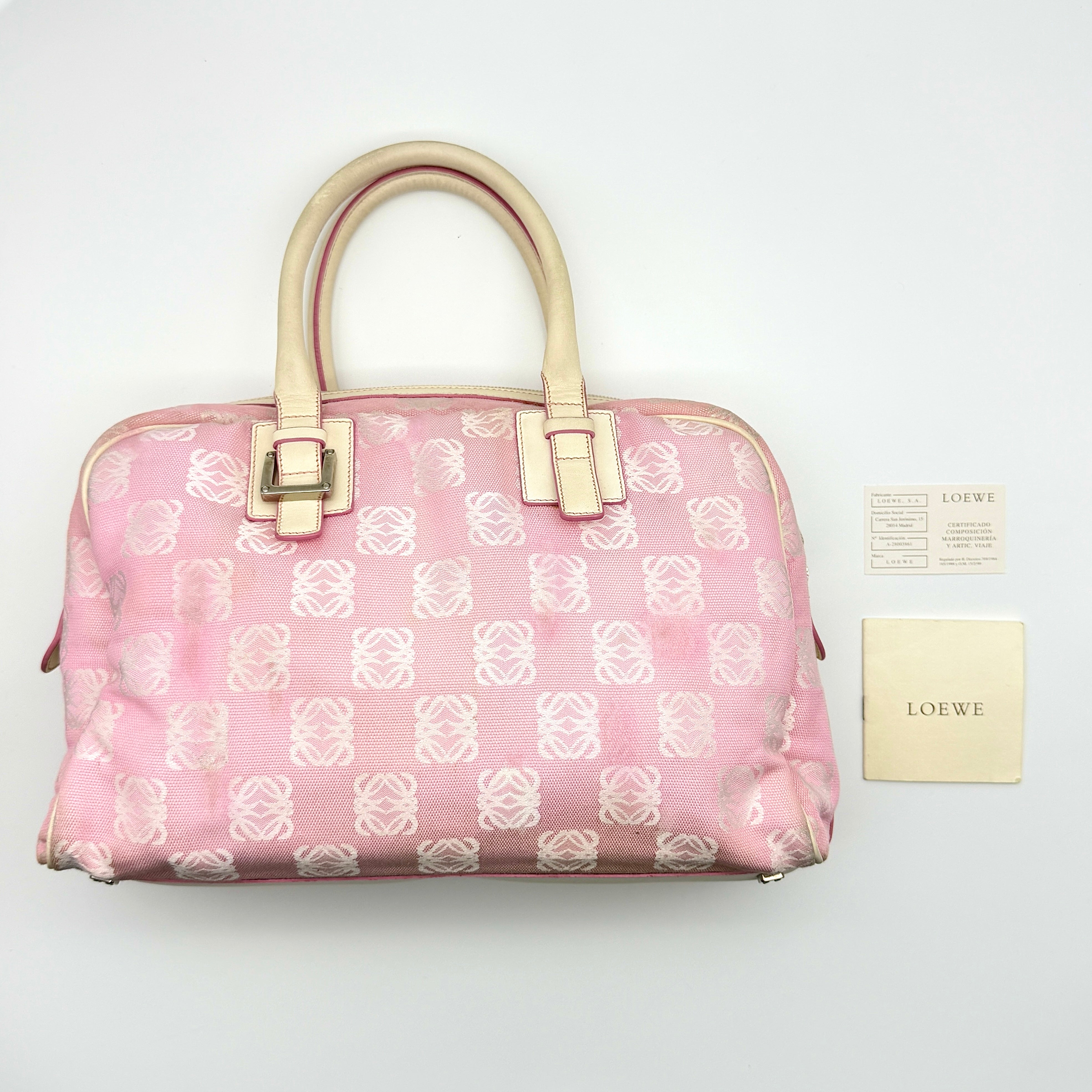 Loewe Anagram Boston Bag Pink Pink/White