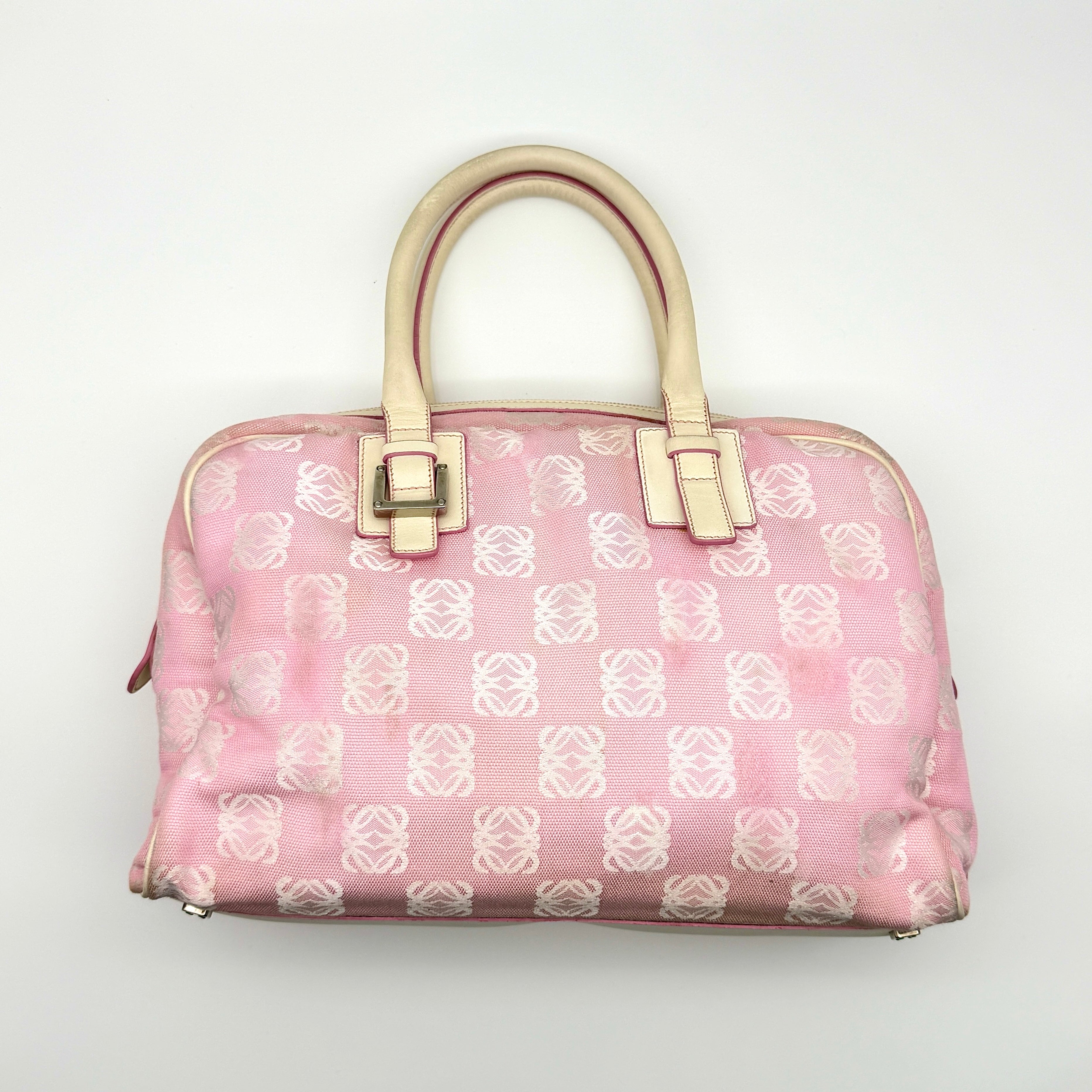 Loewe Anagram Boston Bag Pink Pink/White