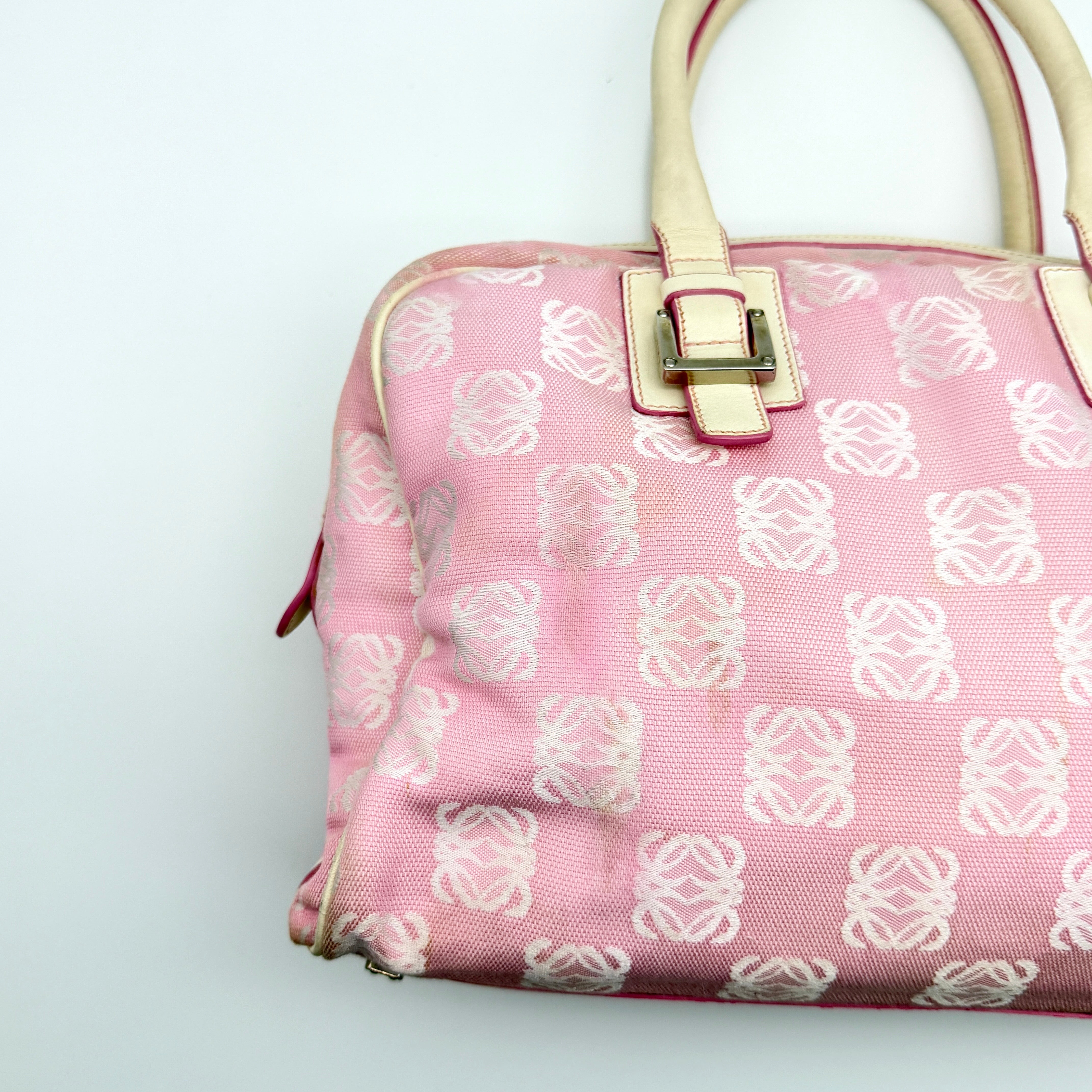 Loewe Anagram Boston Bag Pink Pink/White