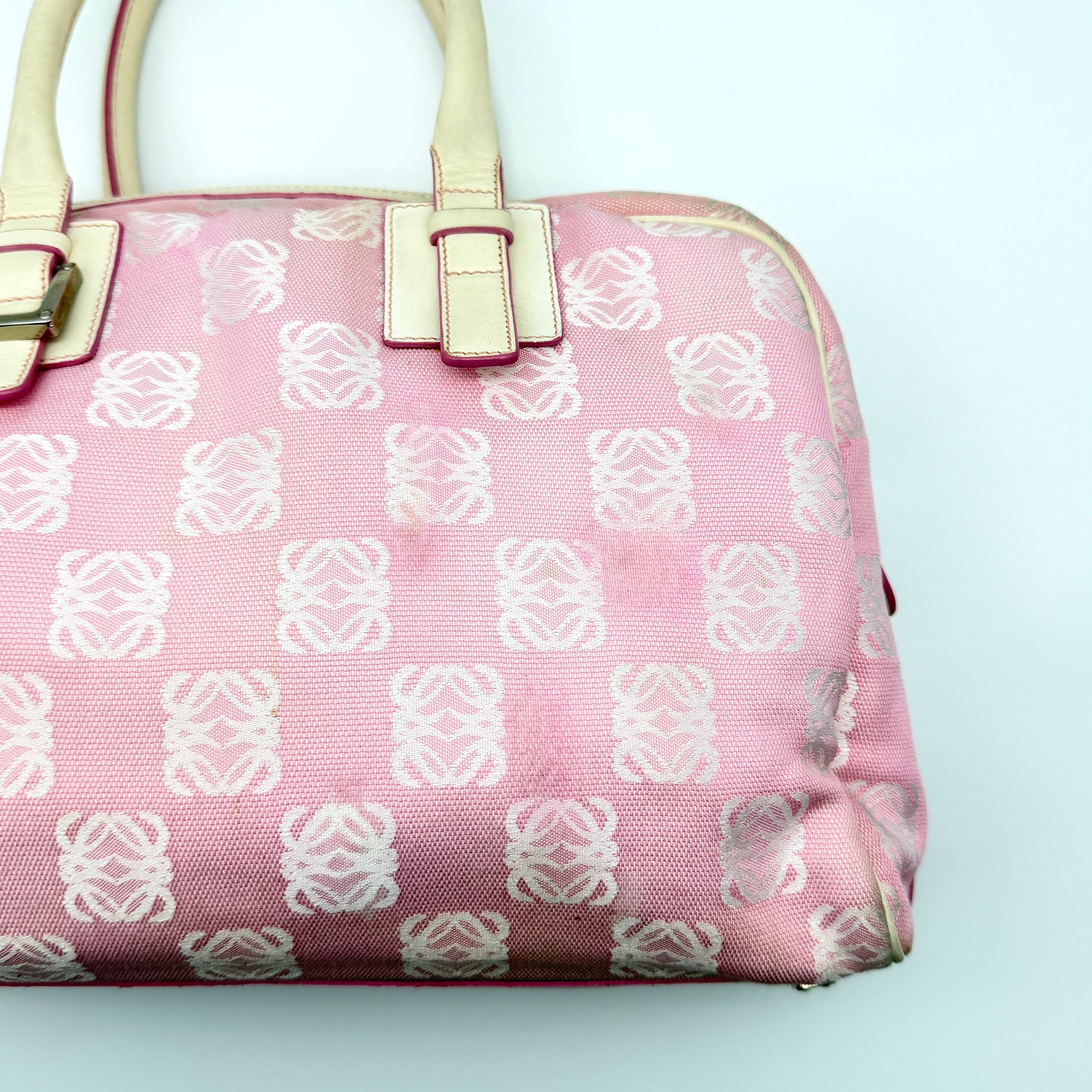 Loewe Anagram Boston Bag Pink Pink/White