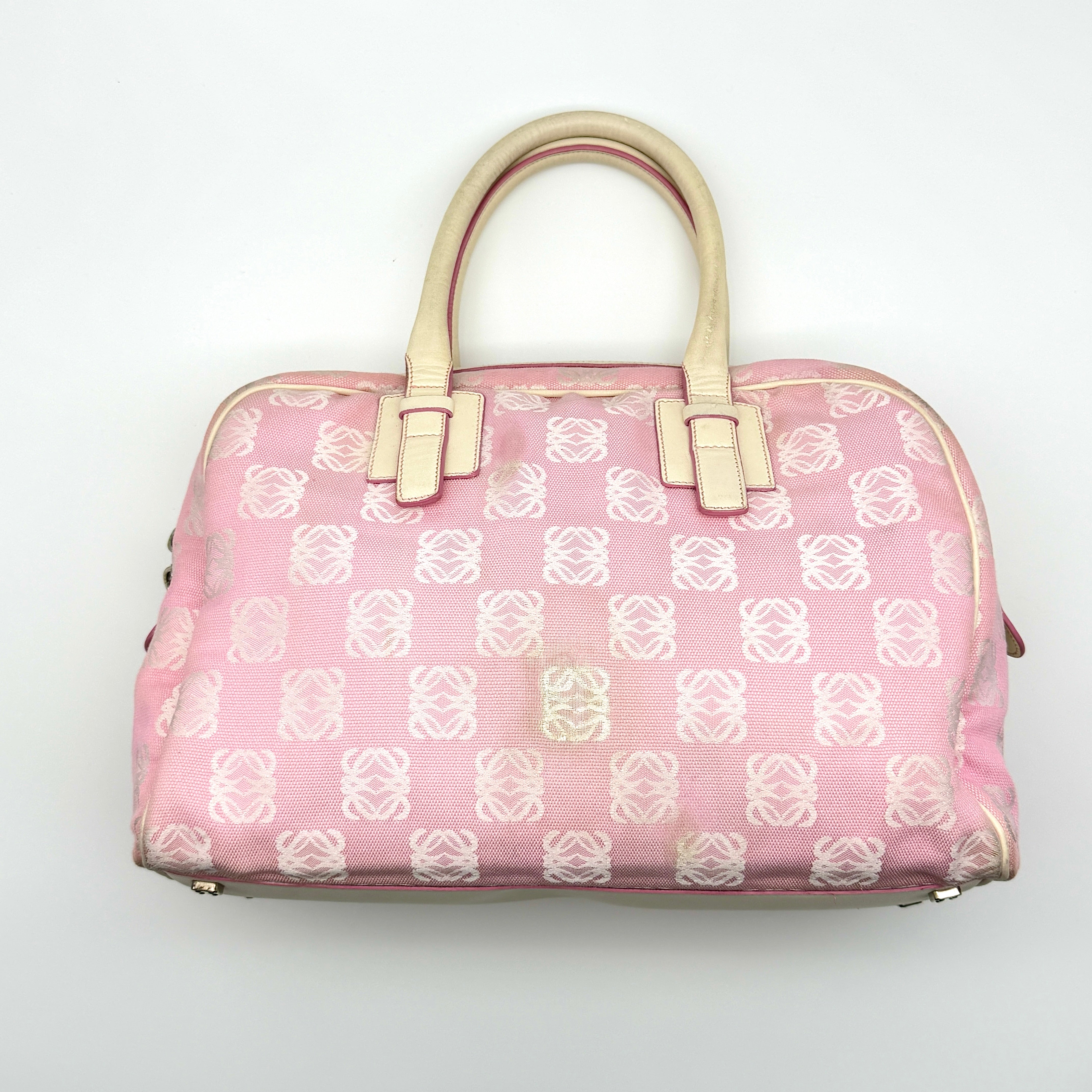 Loewe Anagram Boston Bag Pink Pink/White