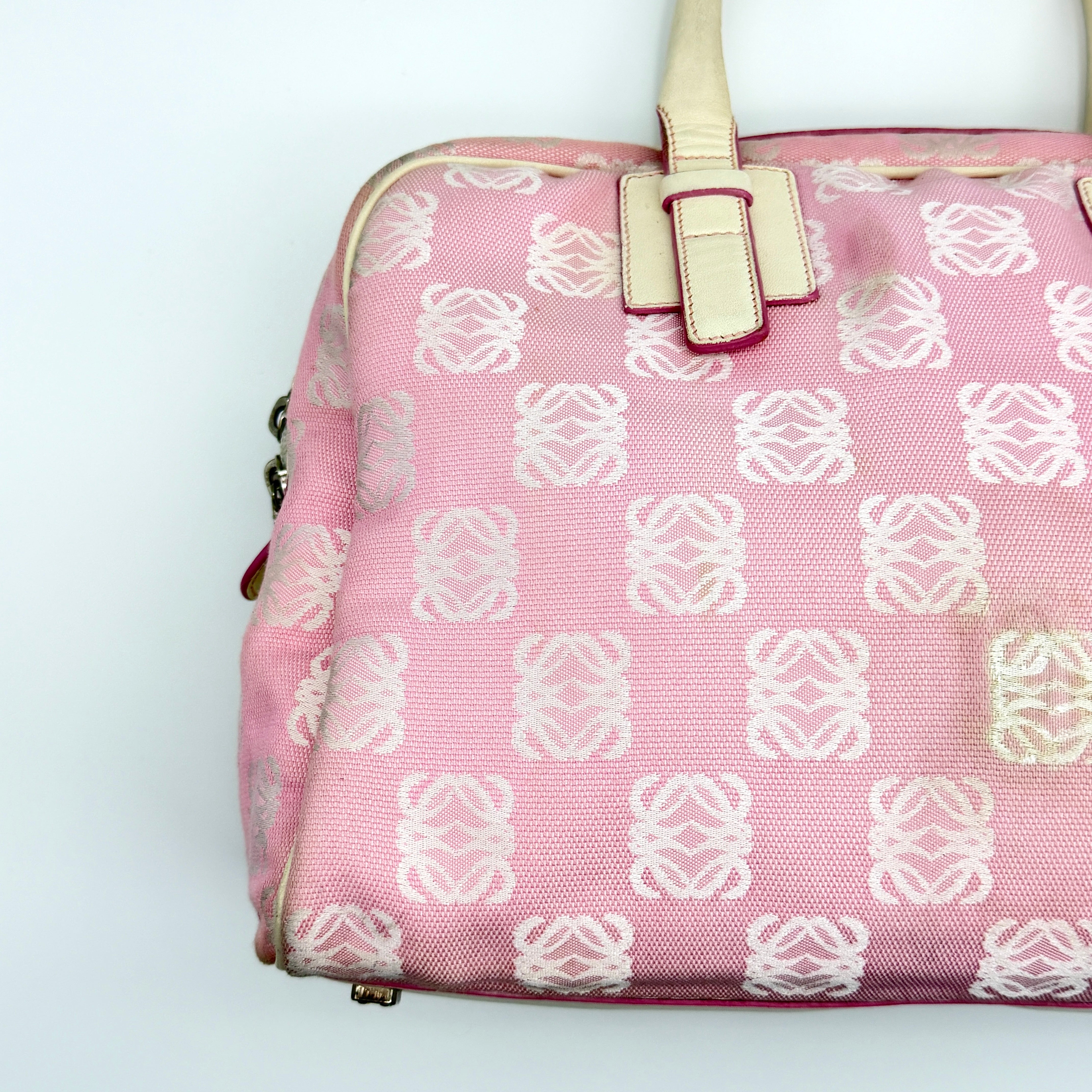 Loewe Anagram Boston Bag Pink Pink/White