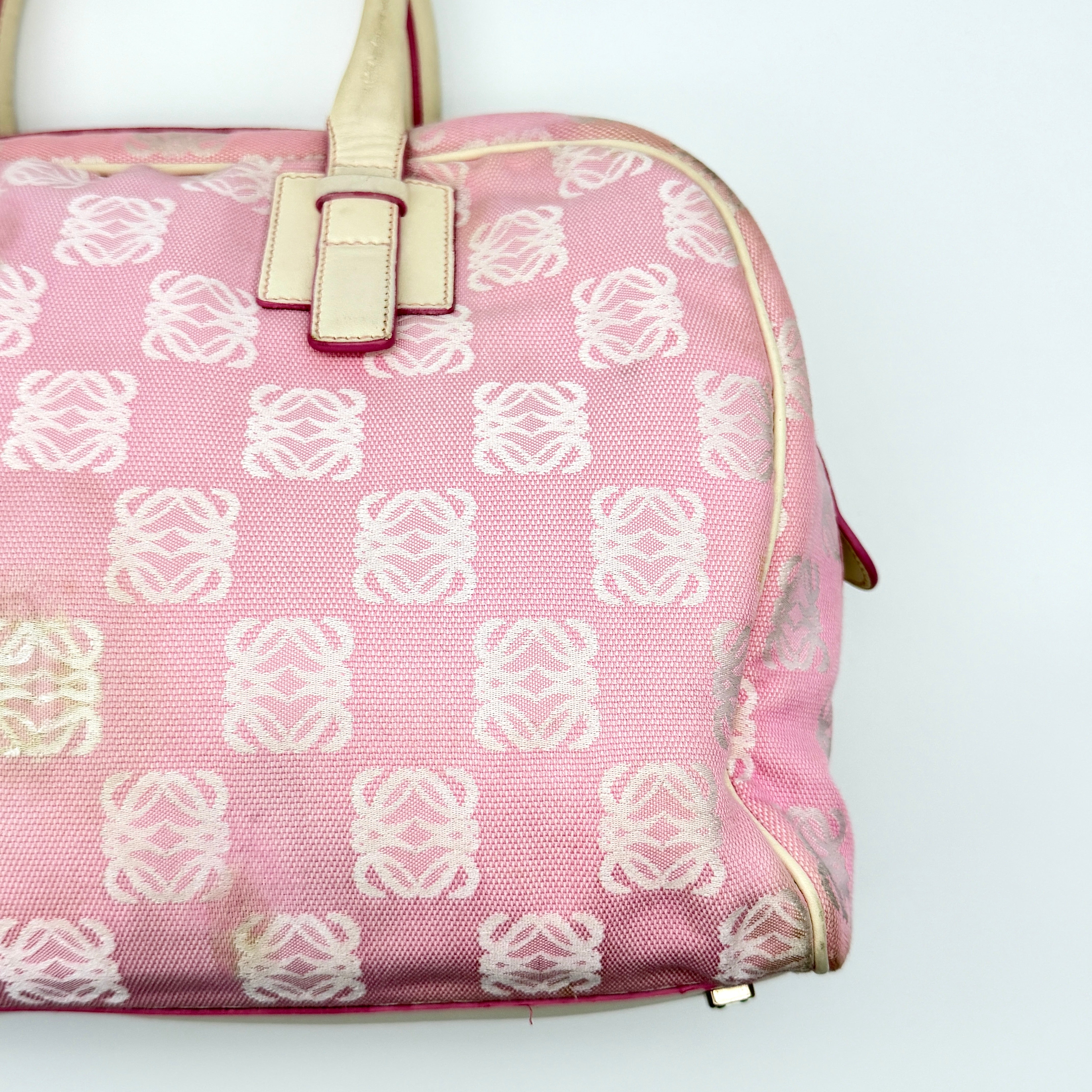 Loewe Anagram Boston Bag Pink Pink/White