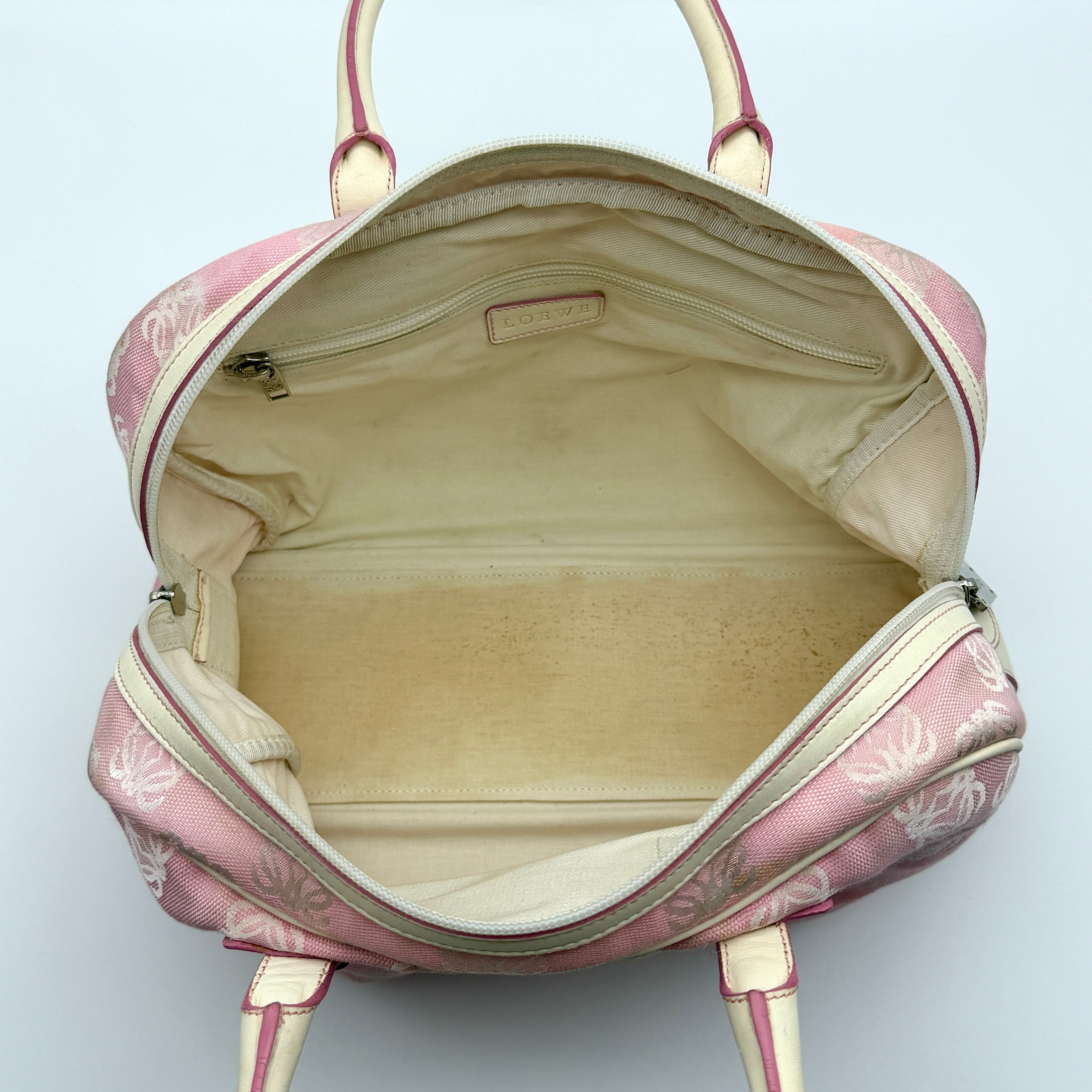 Loewe Anagram Boston Bag Pink Pink/White