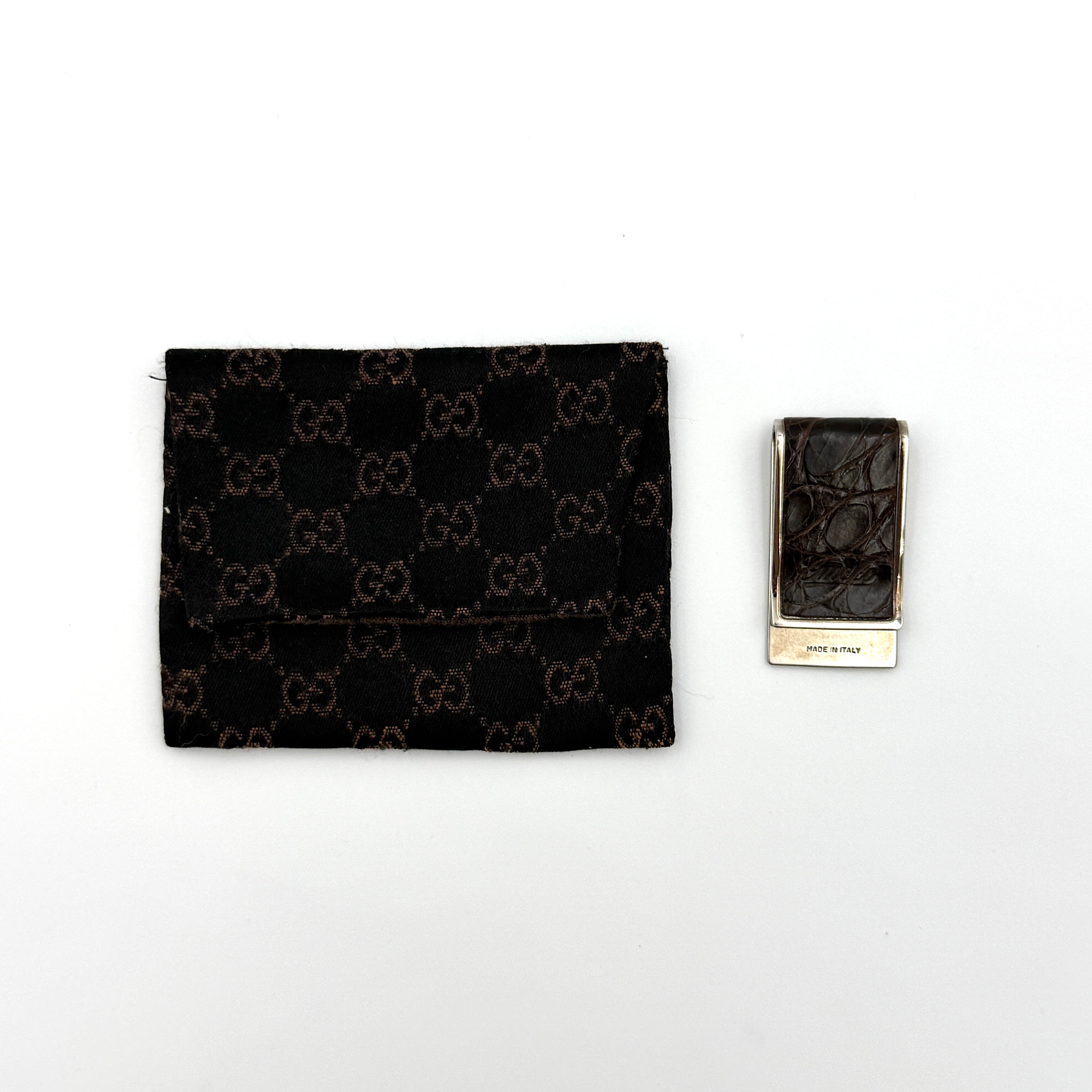 Gucci Money Clip Leather Wallet Brown