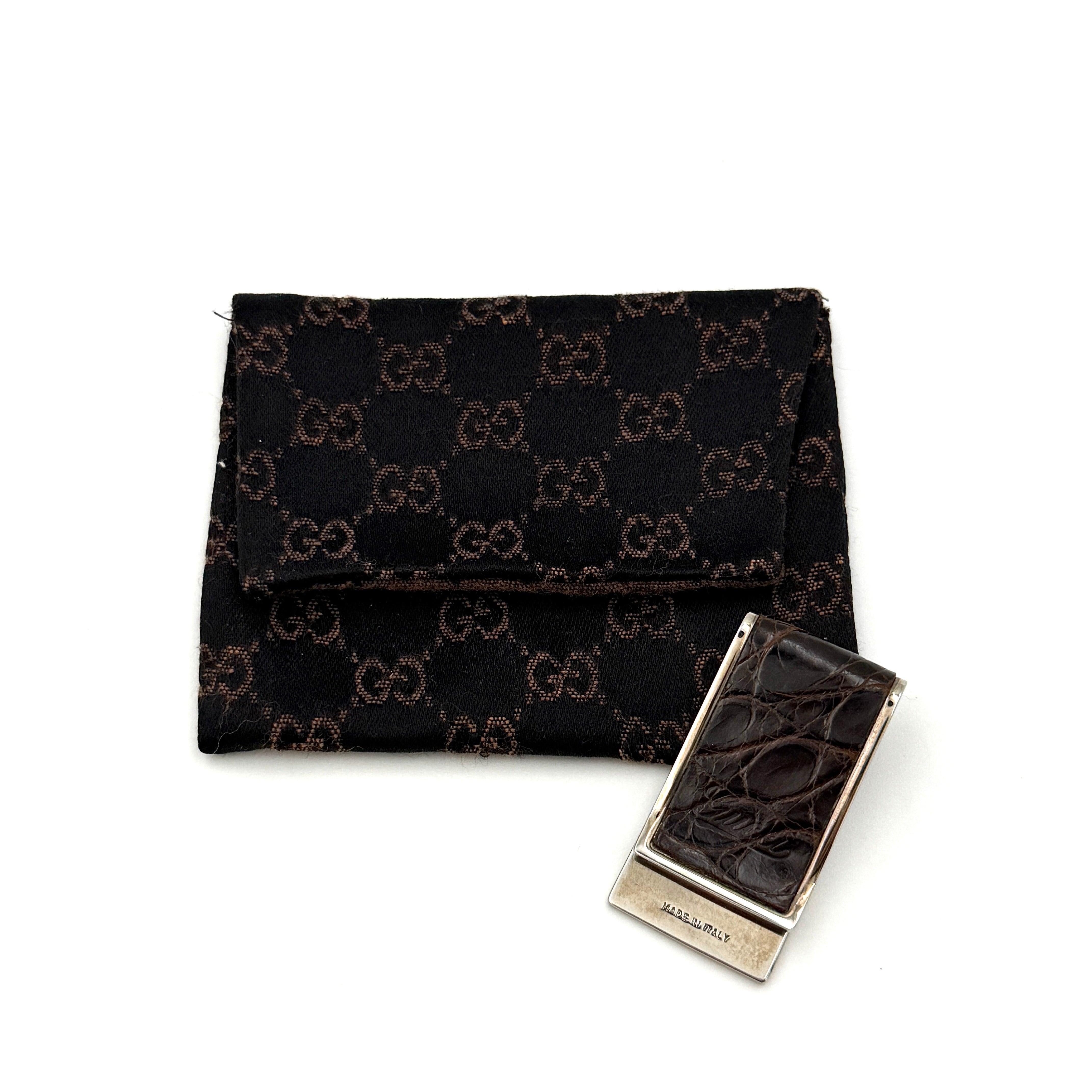 Gucci Money Clip Leather Wallet Brown