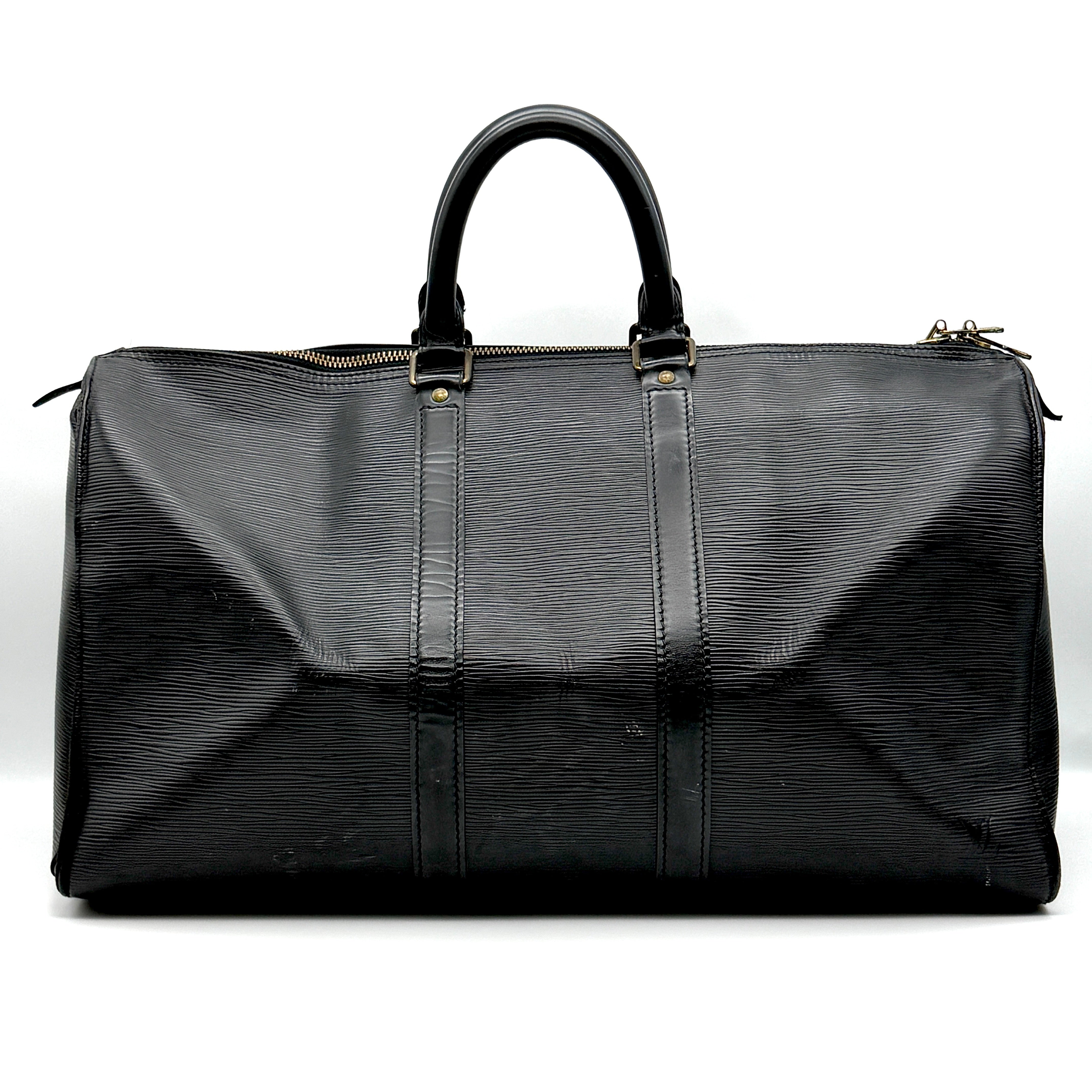 Louis Vuitton Keepall 50 Black Epi Duffle Bag Black